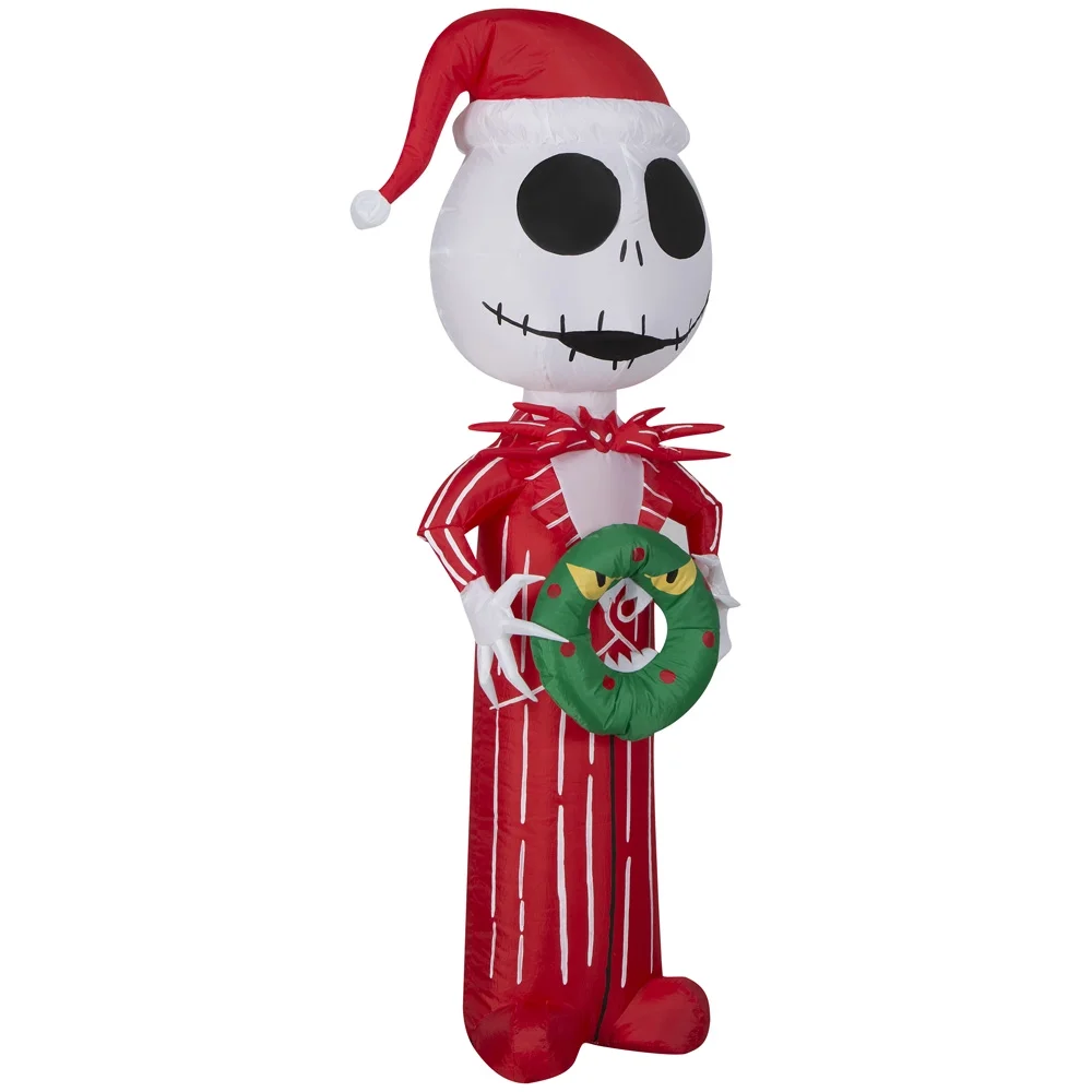 The Nightmare Before Christmas Jack Skellington with Red Suit and Monster Wreath, 4 Feet Tall - Image 3