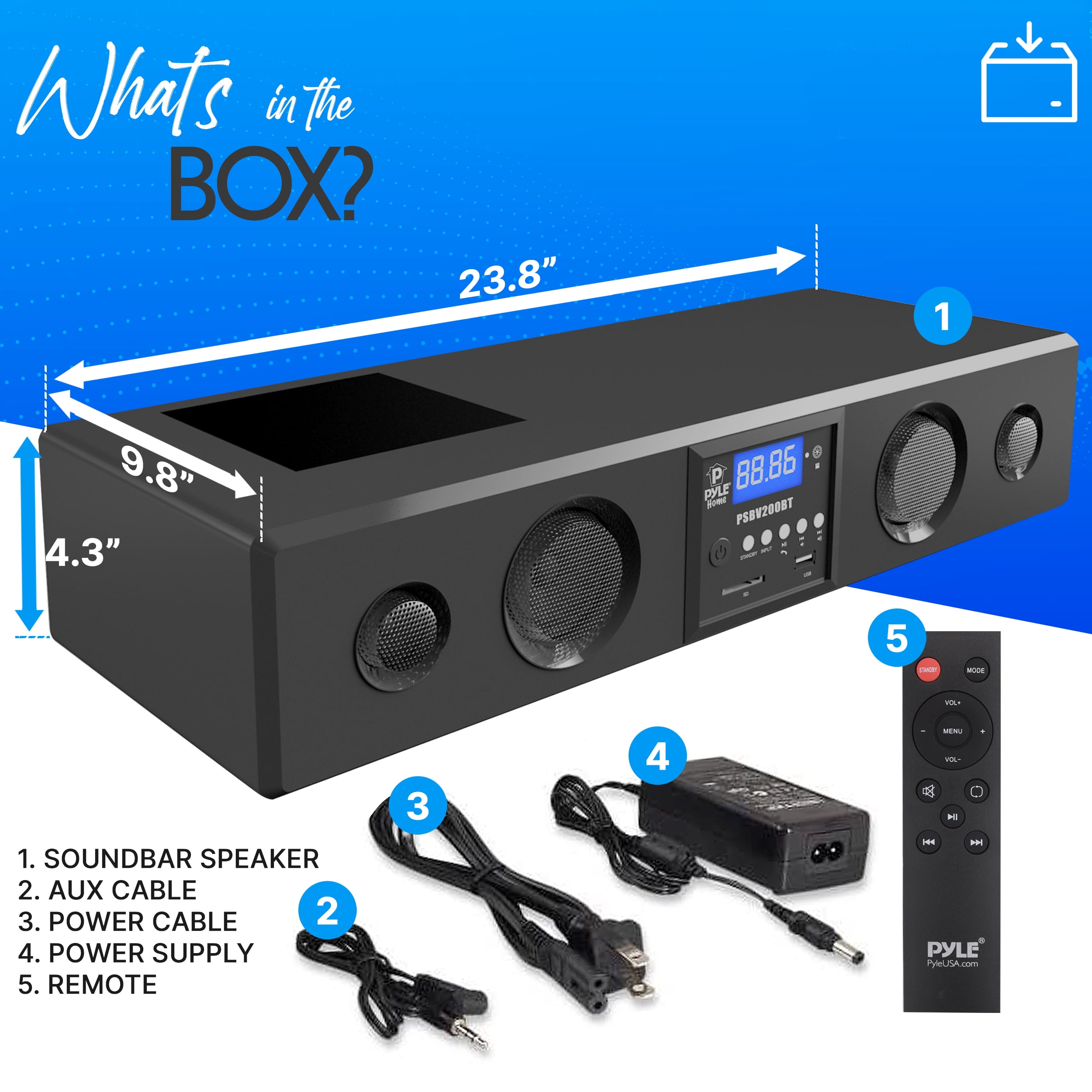 Pyle 24In 300W Bluetooth 3D Dolby 5.1 Soundbar Speaker System with Remote - Image 6