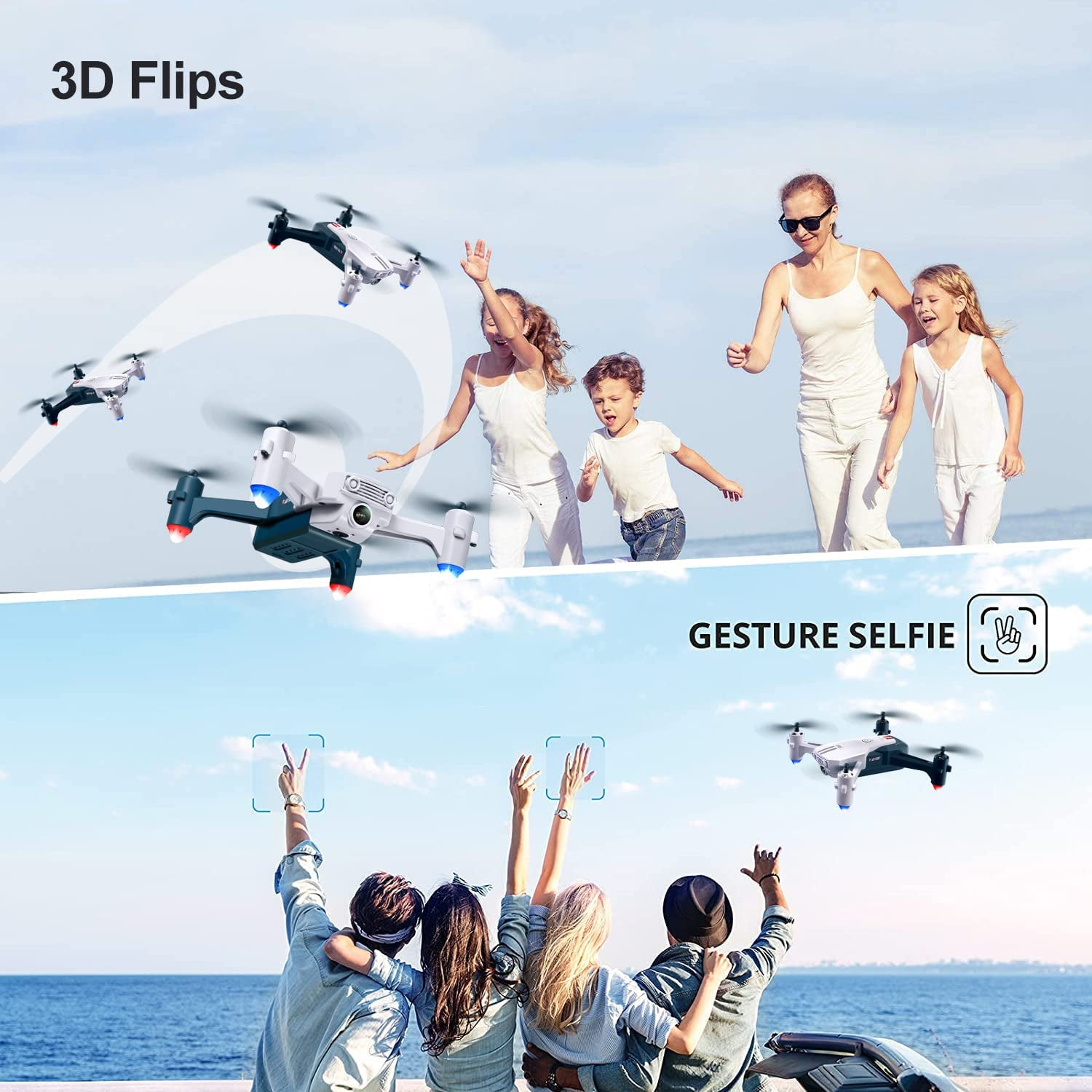 4DRC V15-1080P Wifi FPV Drone with 1080P HD Camera, Headless Mode/3D Flips, RC Quadcopter for Beginners,Bluey - Image 8
