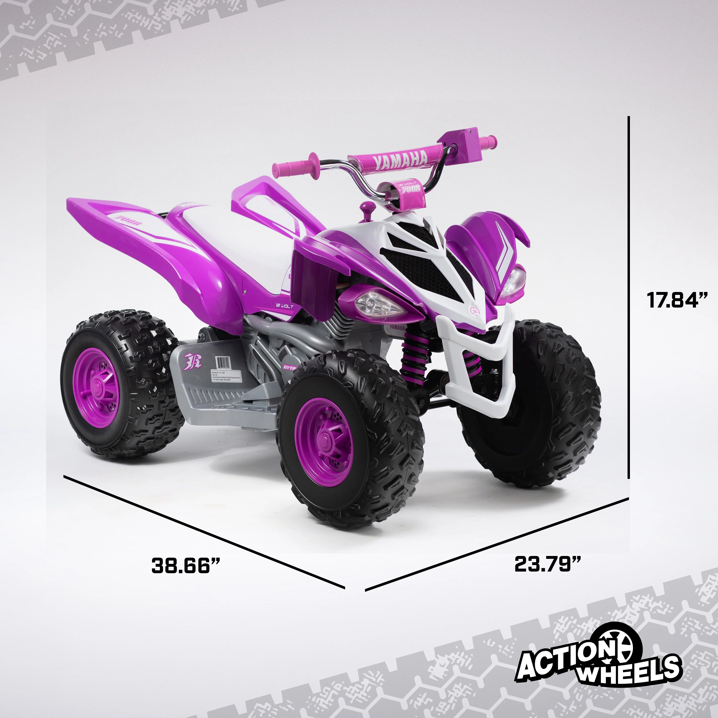 Yamaha Raptor ATV 12-Volt Battery-Powered Ride-on ATV - Purple and White for girls ages 3-5 years - Image 8