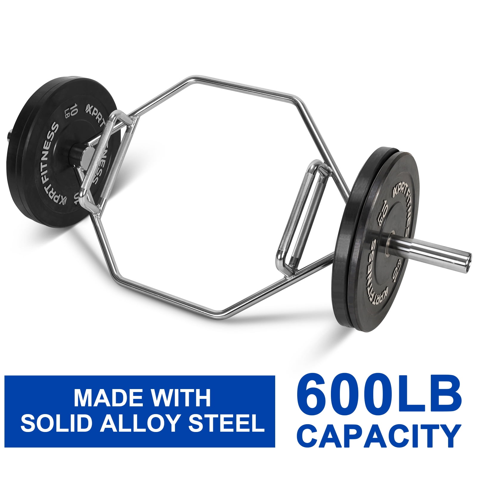 XPRT Fitness 56'' Olympic Hex Trap Barbell Deadlift Bar Rated 600lbs, Chrome coated - Image 7