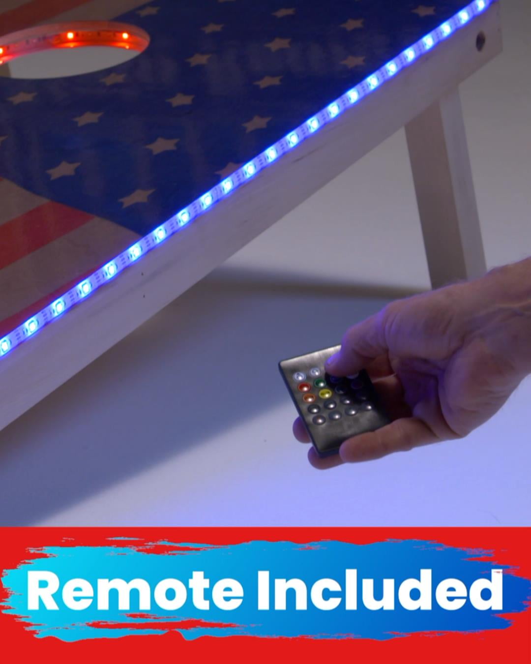 4 ft. X 2 ft. Wood Cornhole Bag Toss Boards w/ Color-Changing LED Lights & 8 All-Weather Bags - USA Edition - Image 7