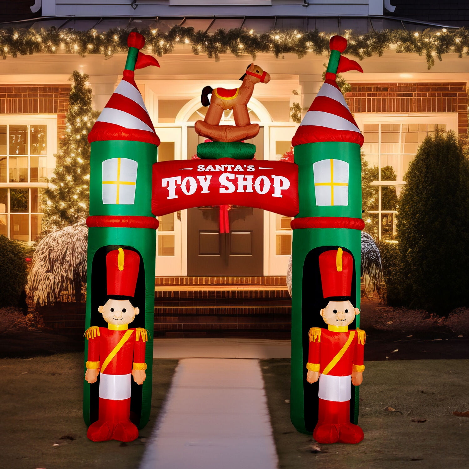 Fraser Hill Farm 10 ft Prelit Santa's Toy Shop Archway Inflatable, FHFARCHWY081-L - Image 5