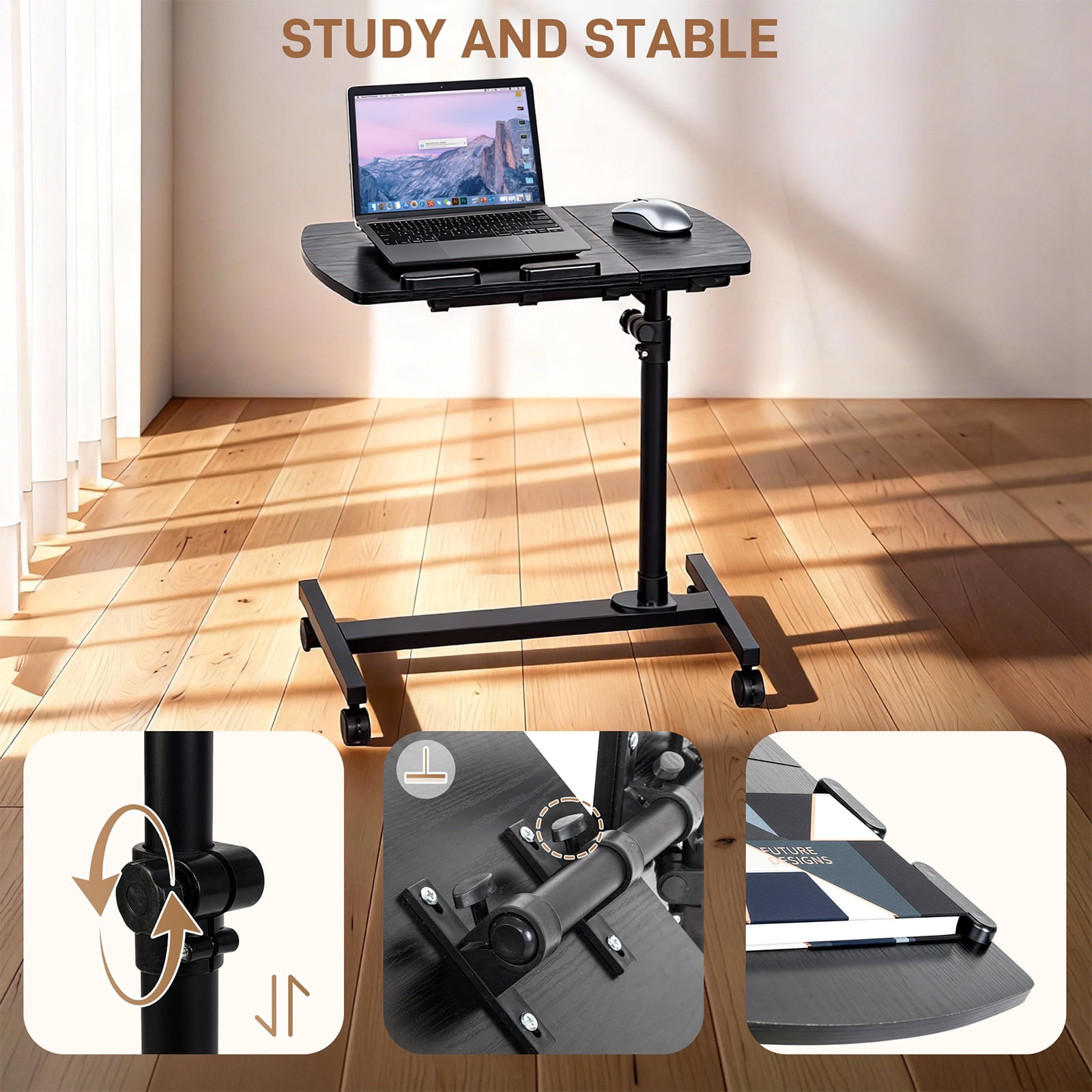 Ktaxon Laptop Desk Angle Height Adjustable Rolling Notebook Sofa Bed Tray Table Stand - Image 5