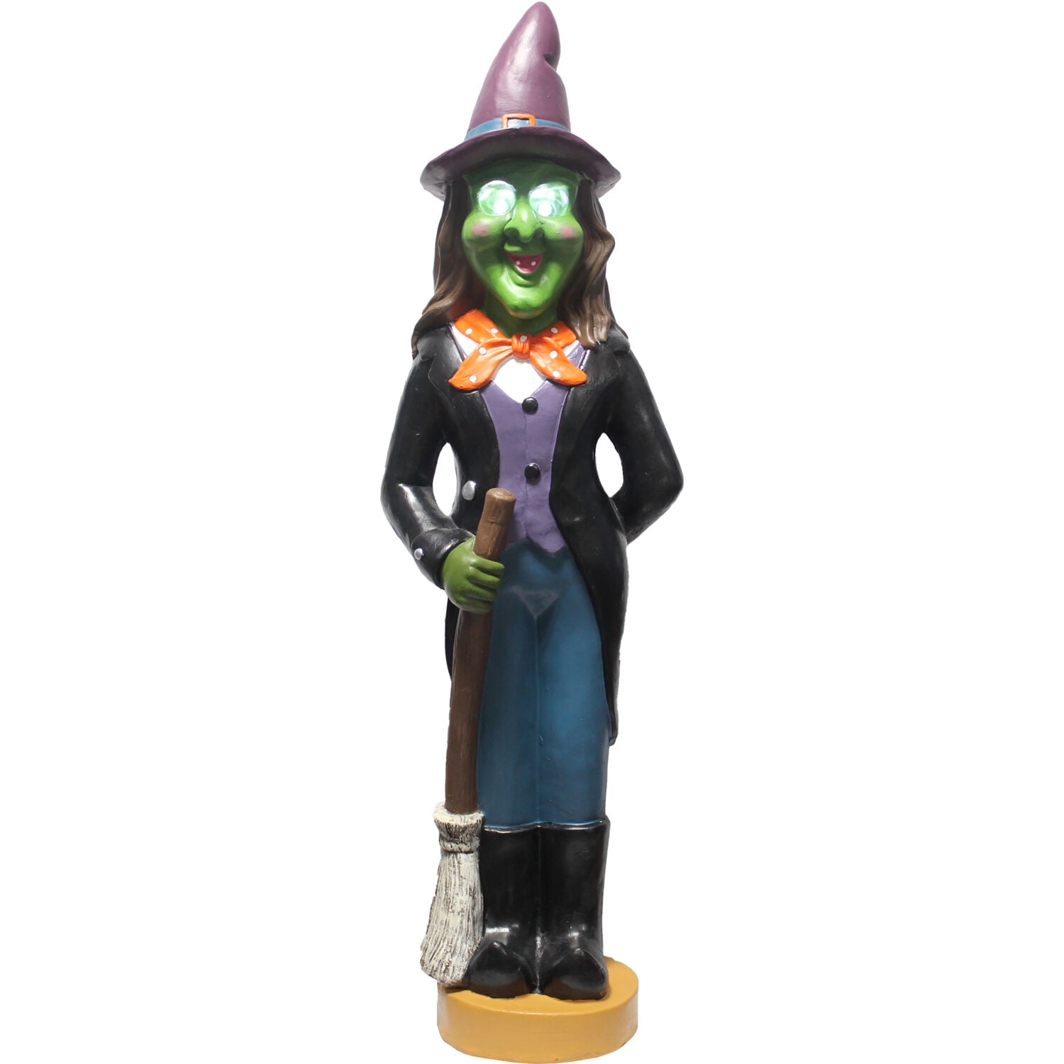 Haunted Hill Farm 4-Ft. Scary Witch Holding a Broom, LED Lighted Eyes, Resin Halloween Prop, Indoor or Covered Outdoor Decoration, HHRS048-1WTC-MLT - Image 8