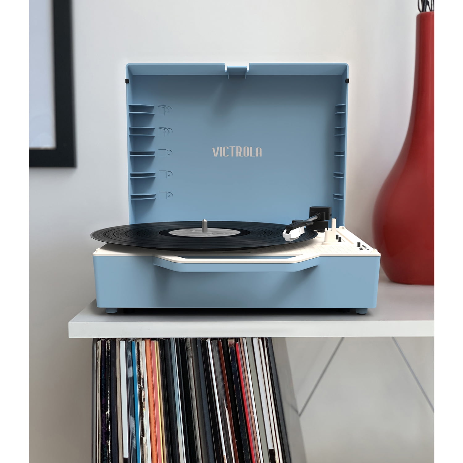 Victrola Re-Spin Sustainable Bluetooth Suitcase Record Player- Light Blue | Exclusive - Image 4