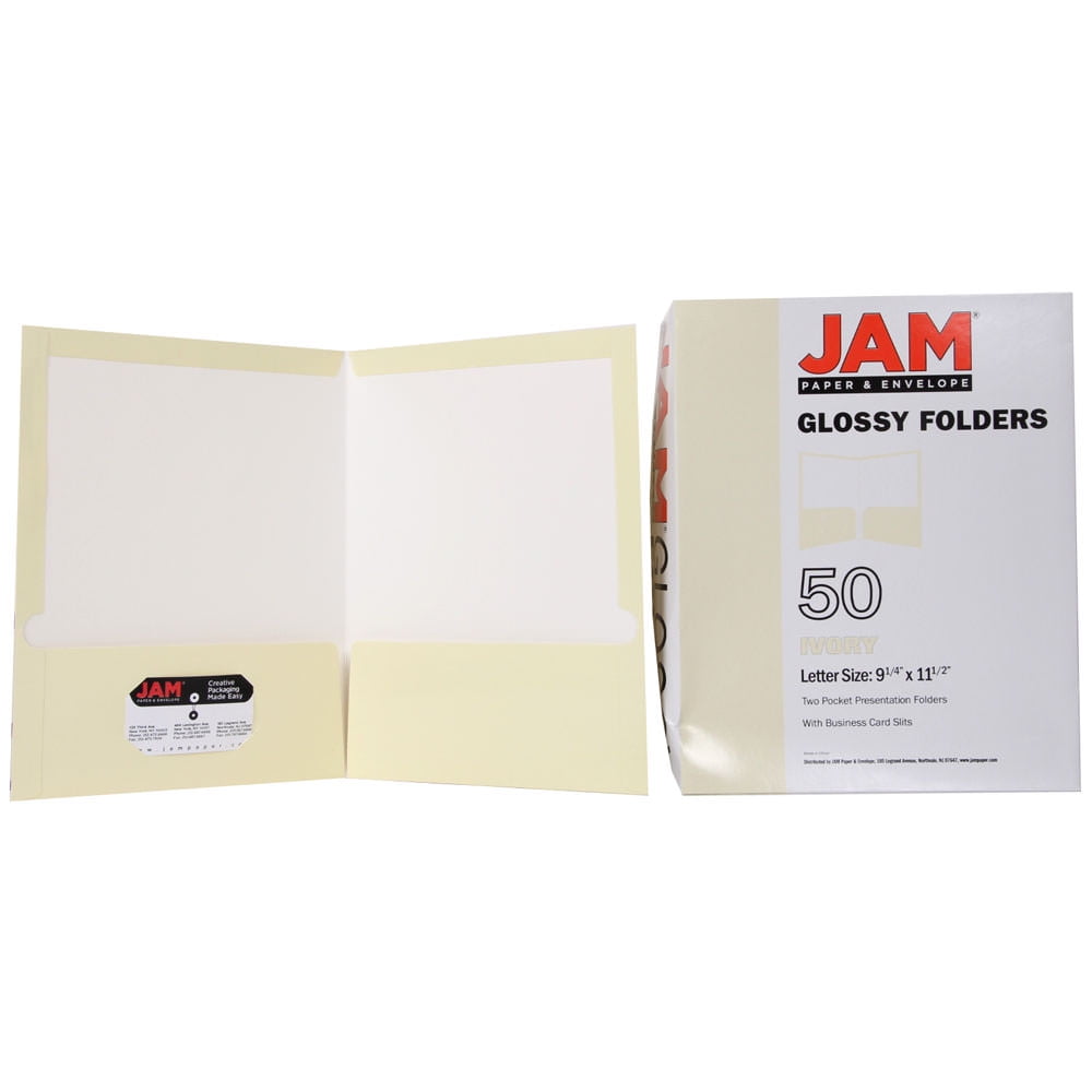 JAM Paper Glossy Two Pocket Folders, Ivory, 50/Pack - Image 2