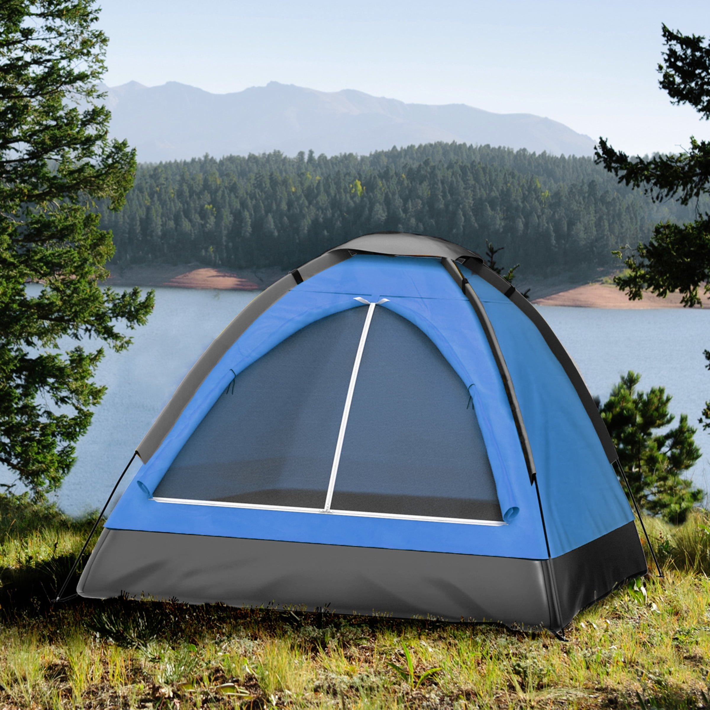 2-Person Camping Tent - Includes Rain Fly and Carrying Bag - by Wakeman Outdoors (Blue) - Image 6