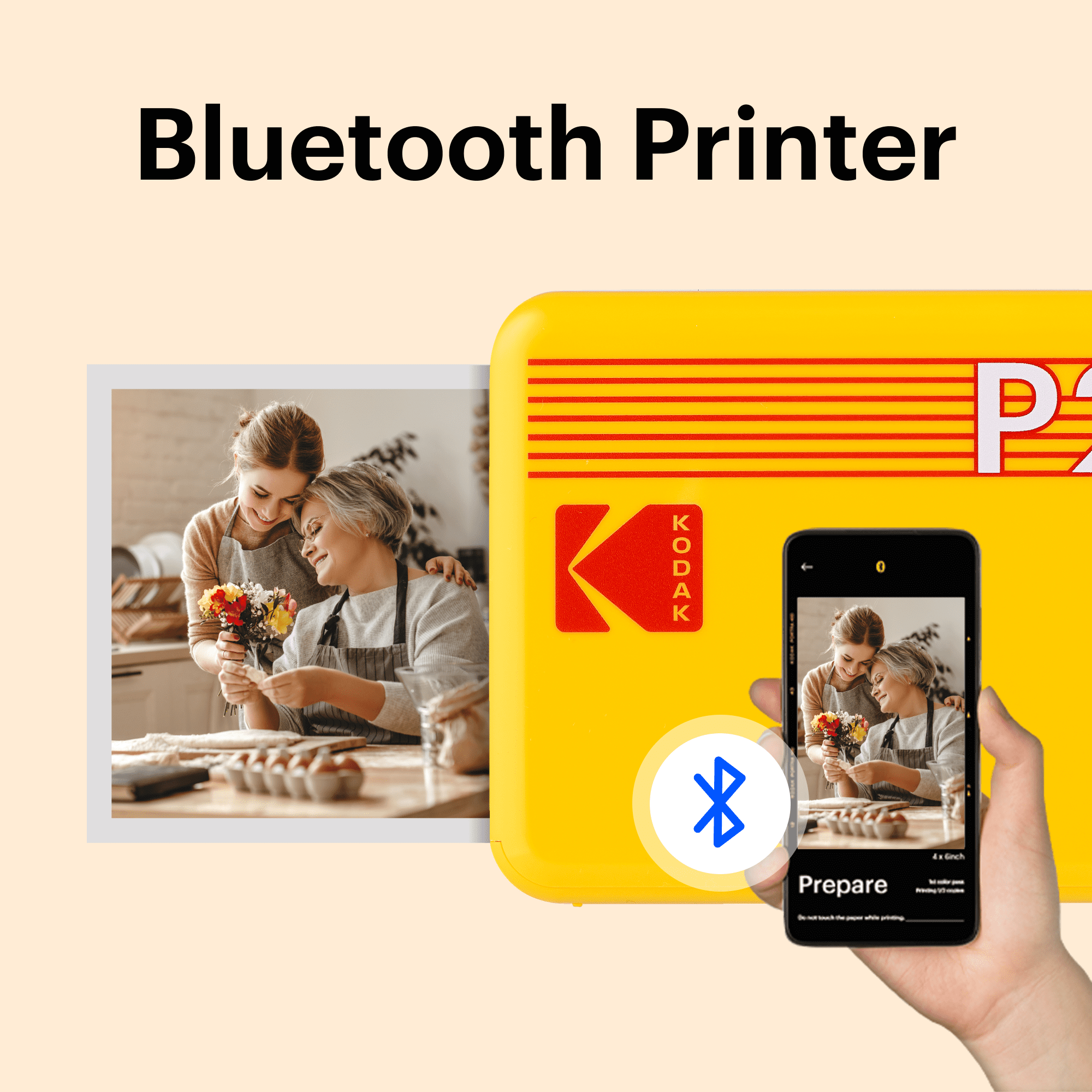 KODAK Mini 2 Retro Bluetooth Portable Photo Printer (2.1x3.4 inches) + 68 Sheets Bundle, Yellow - Image 8