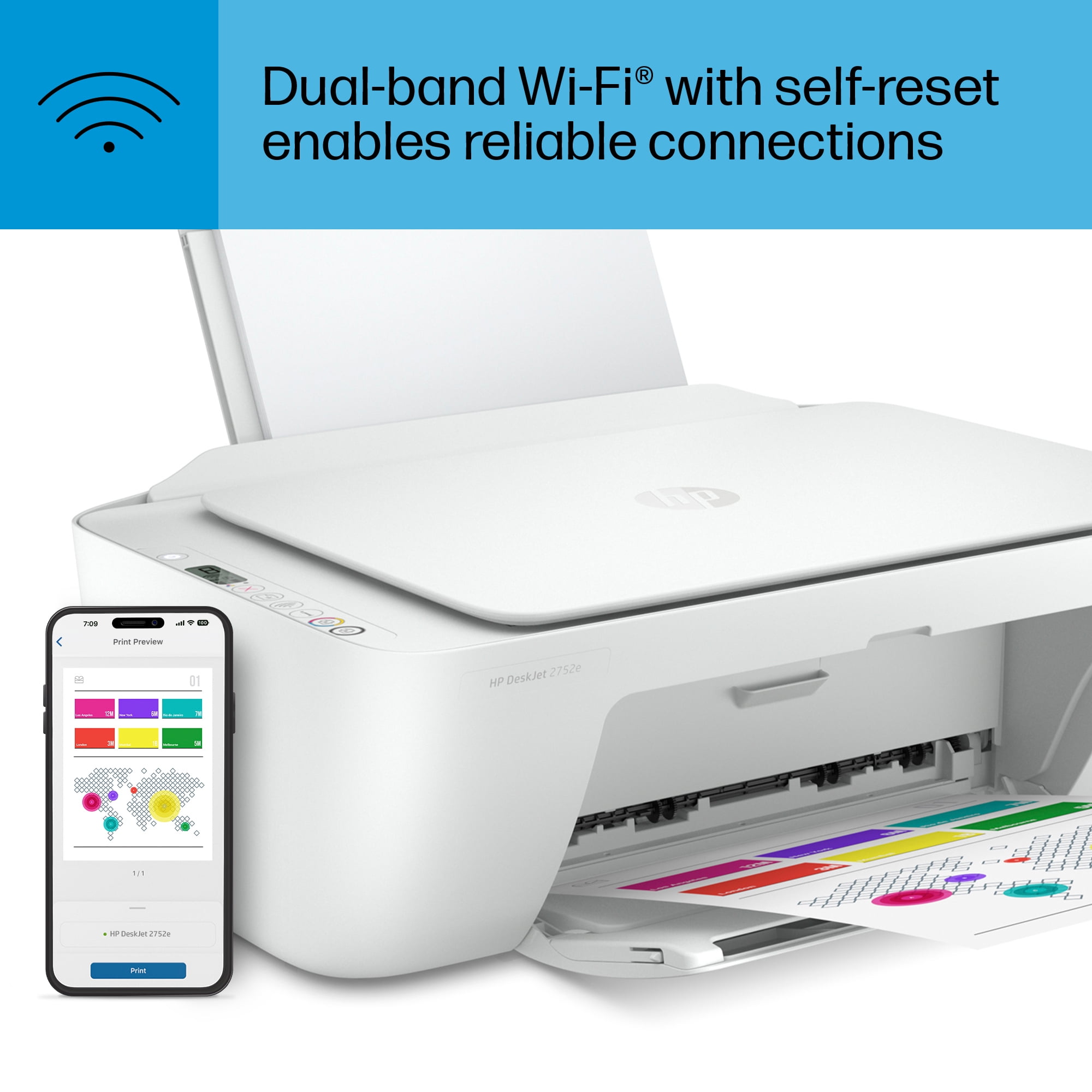 HP DeskJet 2752e All-in-One Wireless Color Inkjet Printer with 3 Months Free Ink Included with HP+ - Image 7