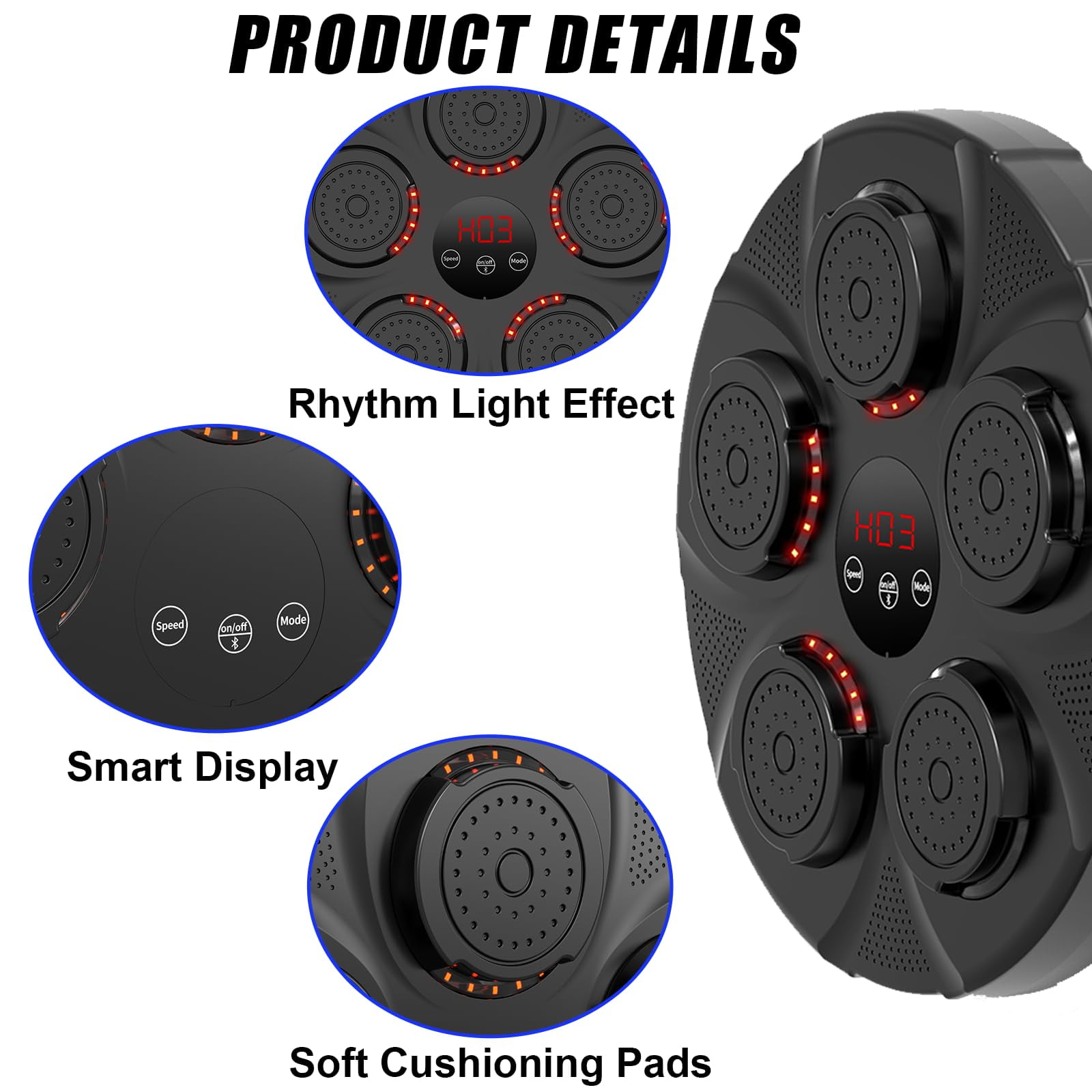 Music Boxing Machine with Boxing Gloves, Smart Bluetooth Boxing Equipment, Wall Mounted Target Training Punching Boxing Machine for Adults, Kids, Home, Indoor, Workout and Gym - Image 8