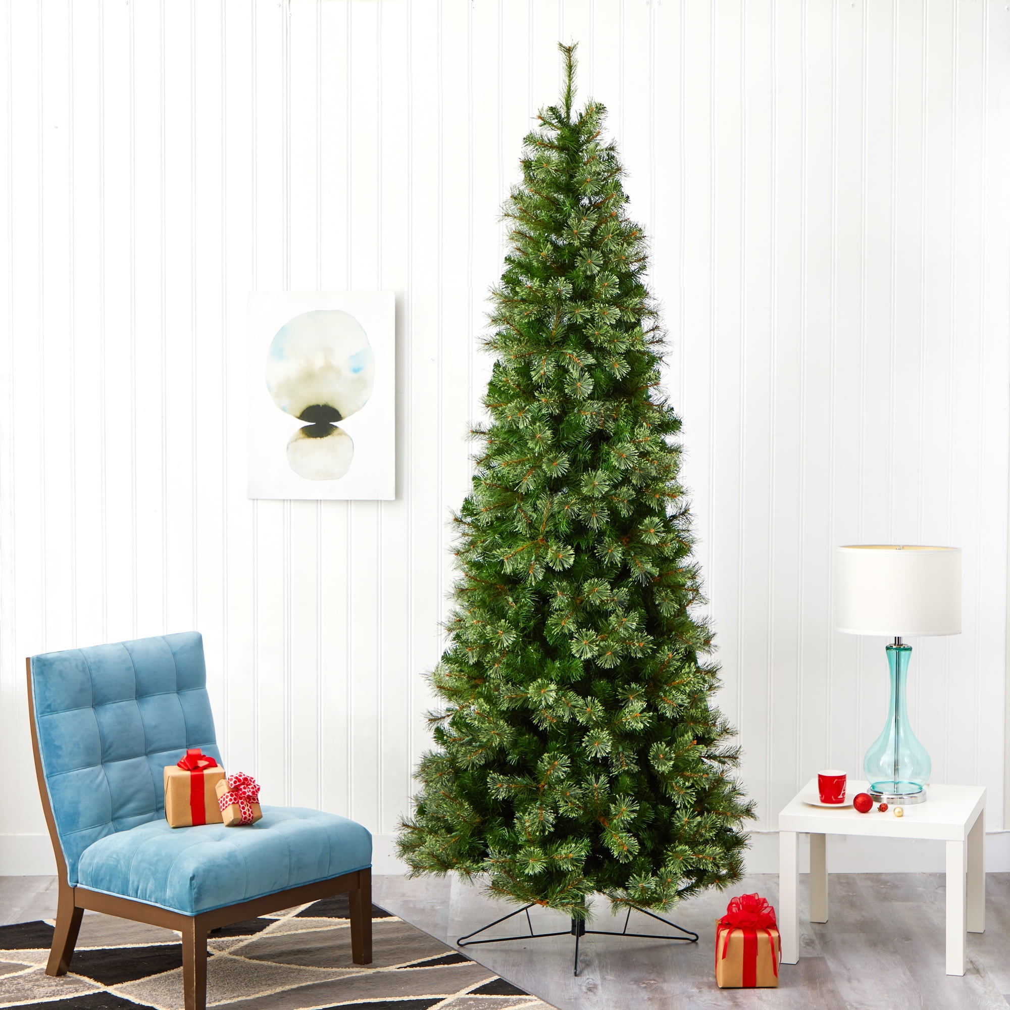 Nearly Natural Green 9' Cashmere Slim Artificial Christmas Tree with 550 Clear Prelit Incandescent Lights - Image 6