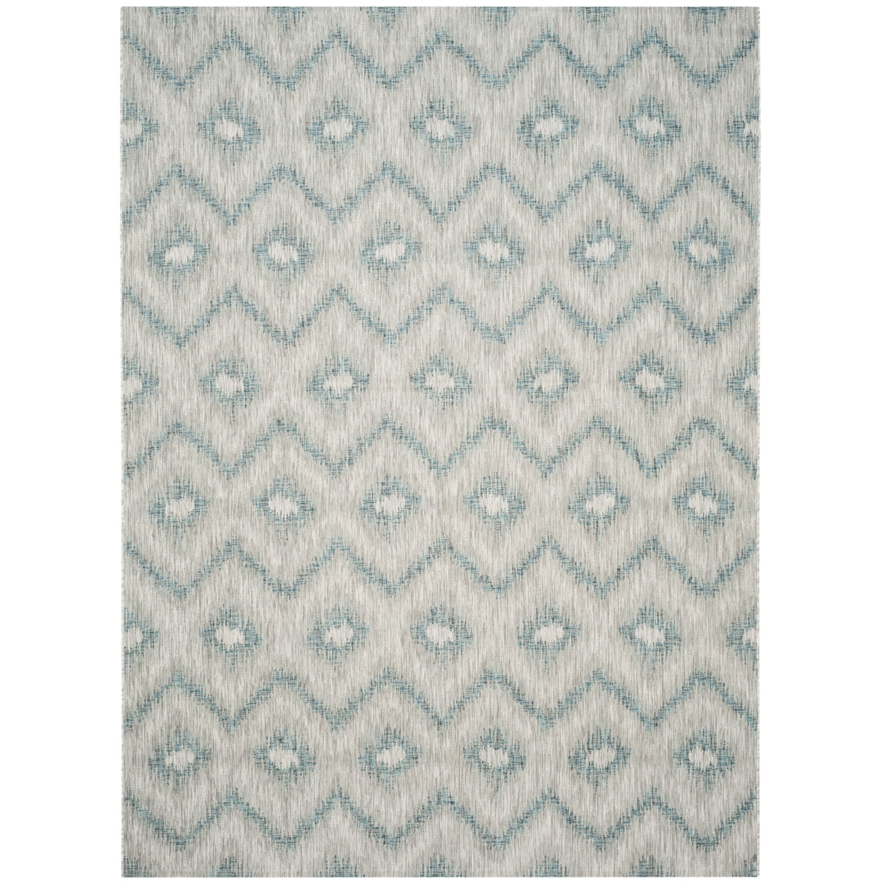 SAFAVIEH Courtyard Clark Chevron Indoor/Outdoor Area Rug, Grey/Blue, 6'7" x 9'6" - Image 9