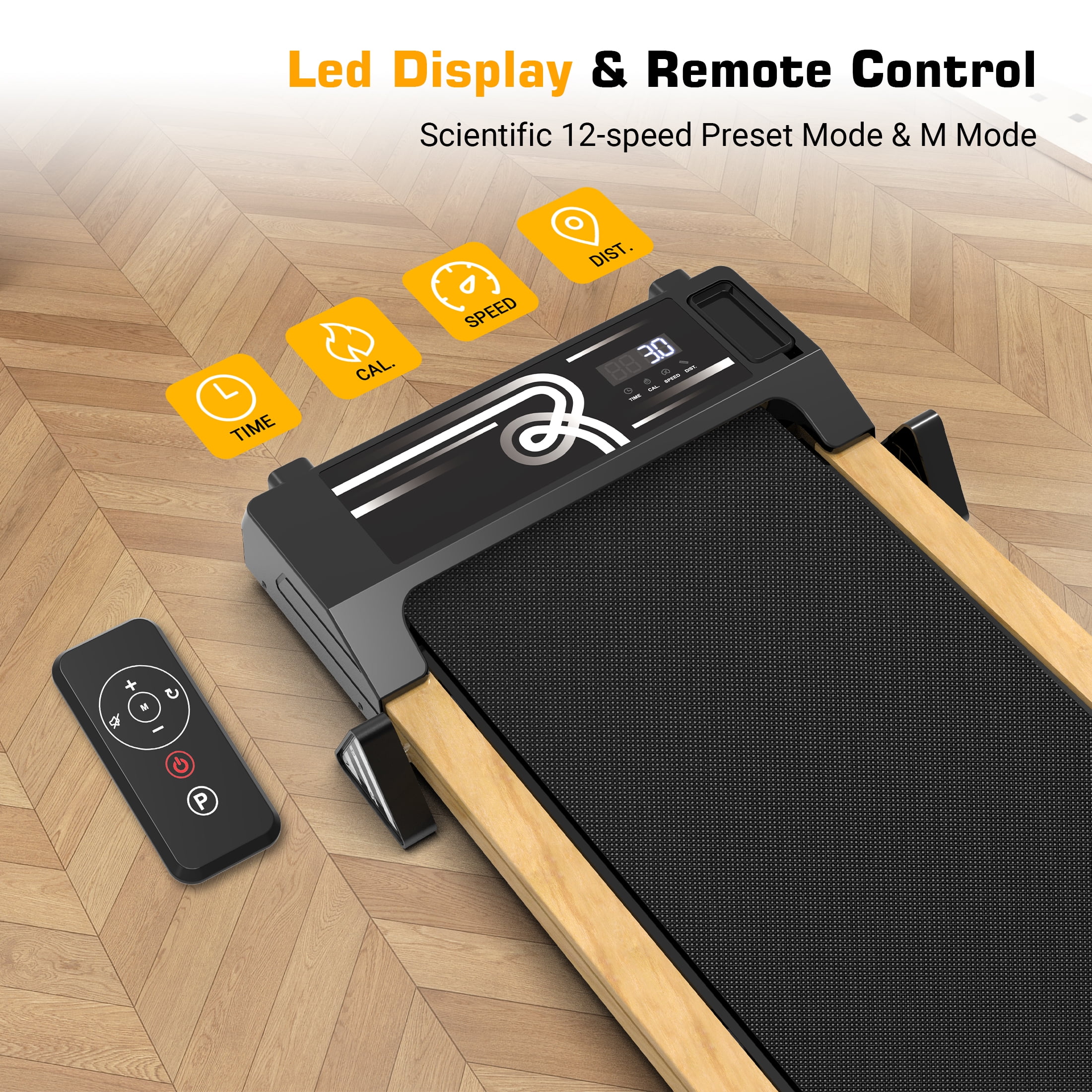 Wood Walking Pad with Incline Under Desk Treadmill for Home Use with Remote 265LBS 2.25HP - Image 4