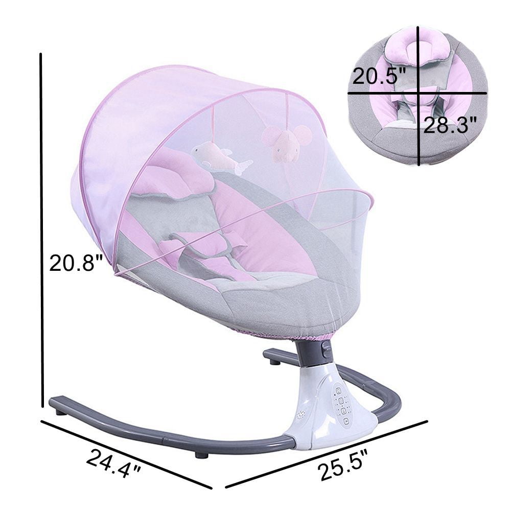 HAOUUCYIN Electric Baby Swing, bluetooth Music Infant Swing with 12 Lullabies for Boys Girls, Pink - Image 10