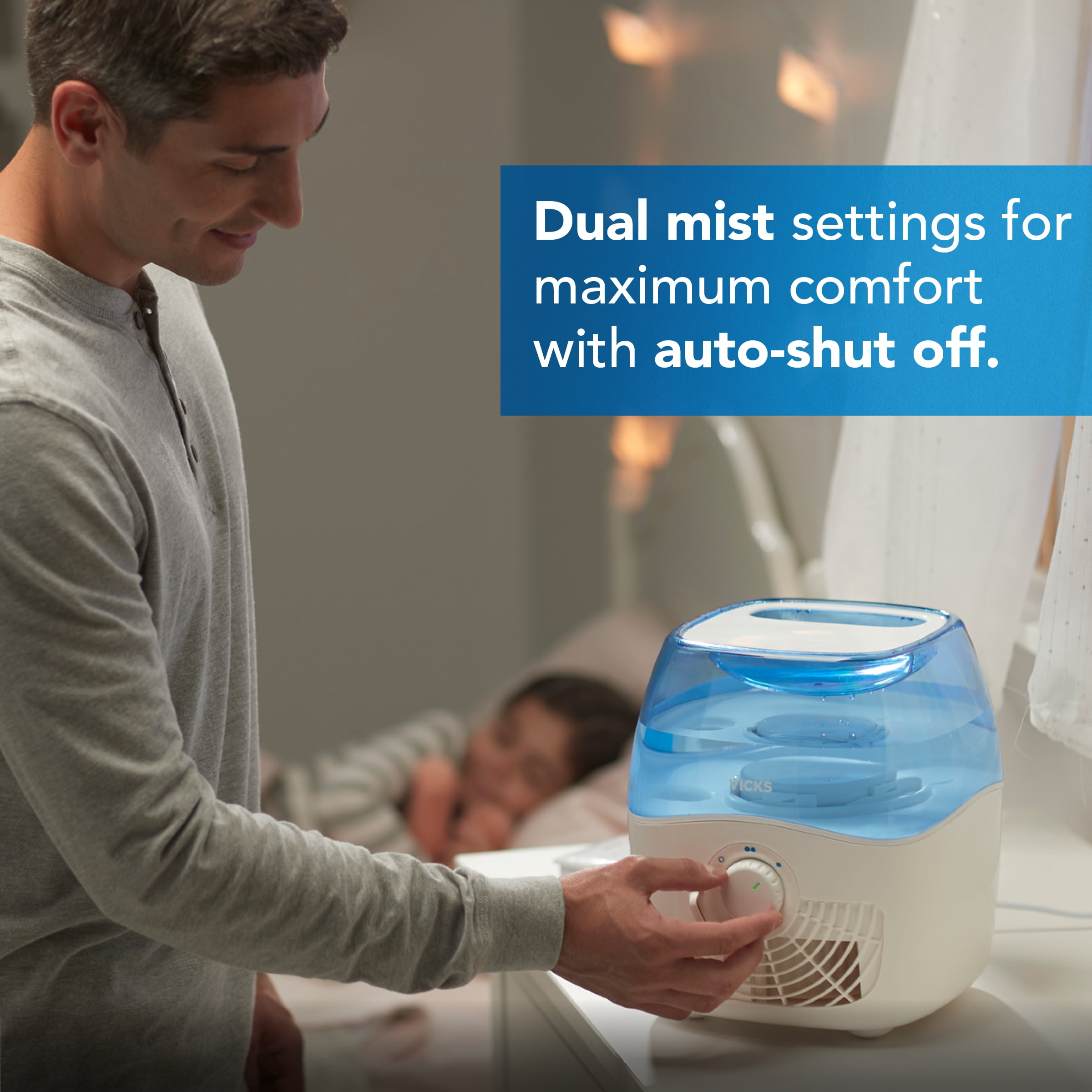 Vicks 1.1 Gallon Filtered Cool Moisture Humidifier, VEV400, White/Blue - Image 9