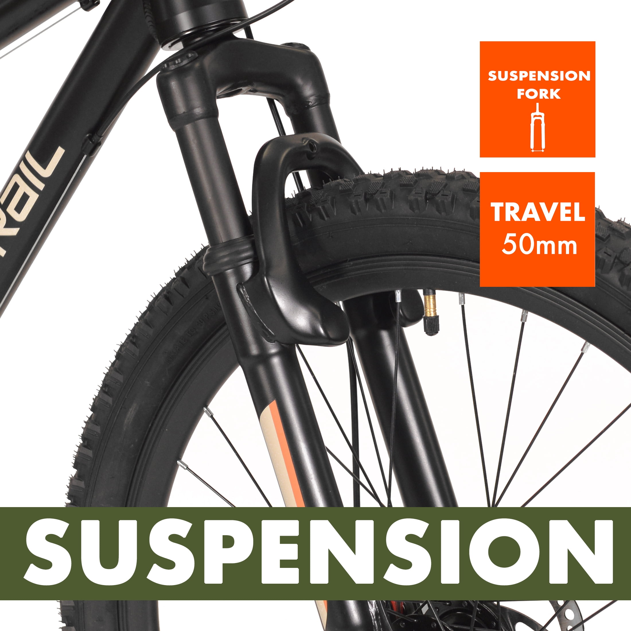 Ozark Trail 24" M.1 Vibe Mountain Bicycle, 8 Speed, Black, Fits Riders 4'6" - 5'6", Teen, Unisex - Image 7