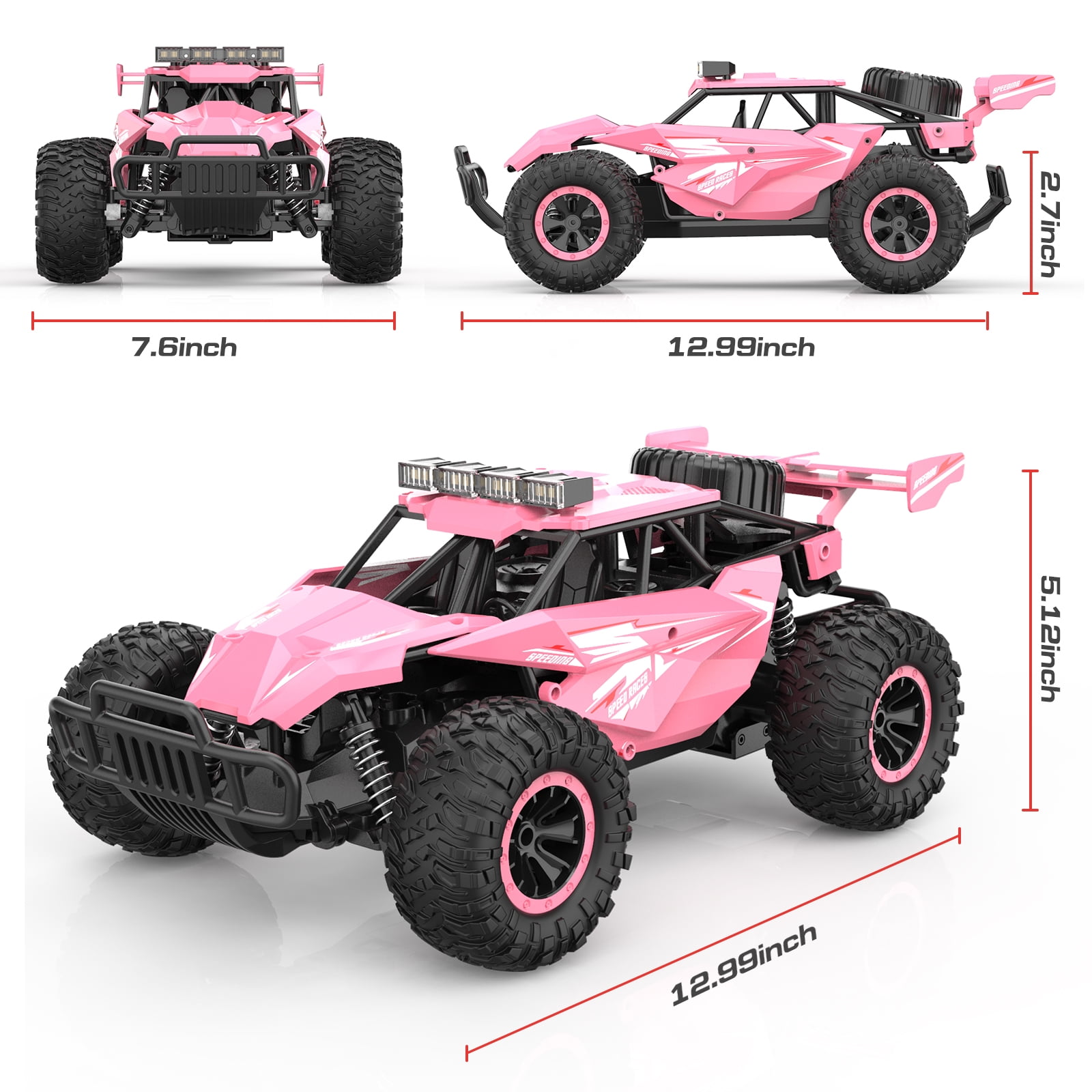 RC Cars for Girls,Pink Remote Control Cars,1:16 Scale Monster Trucks with Flashing Chassis Lights,Gift for Kids - Image 6