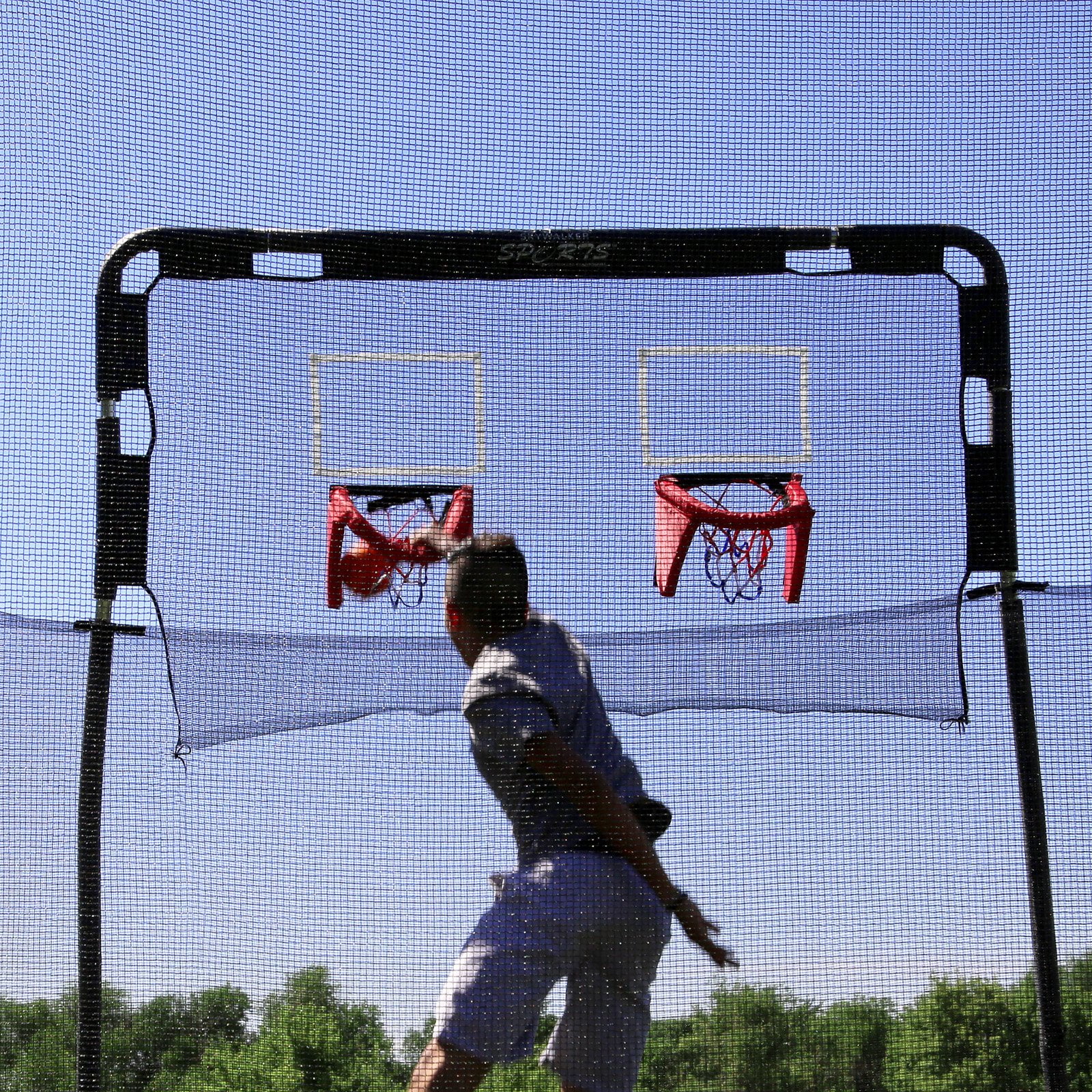 Skywalker Trampolines 15' Double Basketball Hoop Accessory - Includes 2 Foam Basketballs, Trampoline Add-On Game - Image 3