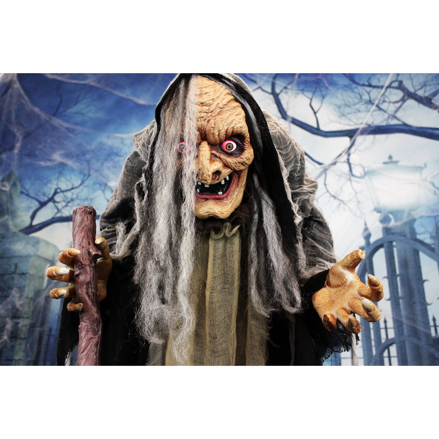 Haunted Hill Farm Life-Size 5.2 ft Poseable Witch with Lights and Sound, Indoor/Covered Outdoor Halloween Decoration, HHWITCH-13FLSA - Image 10