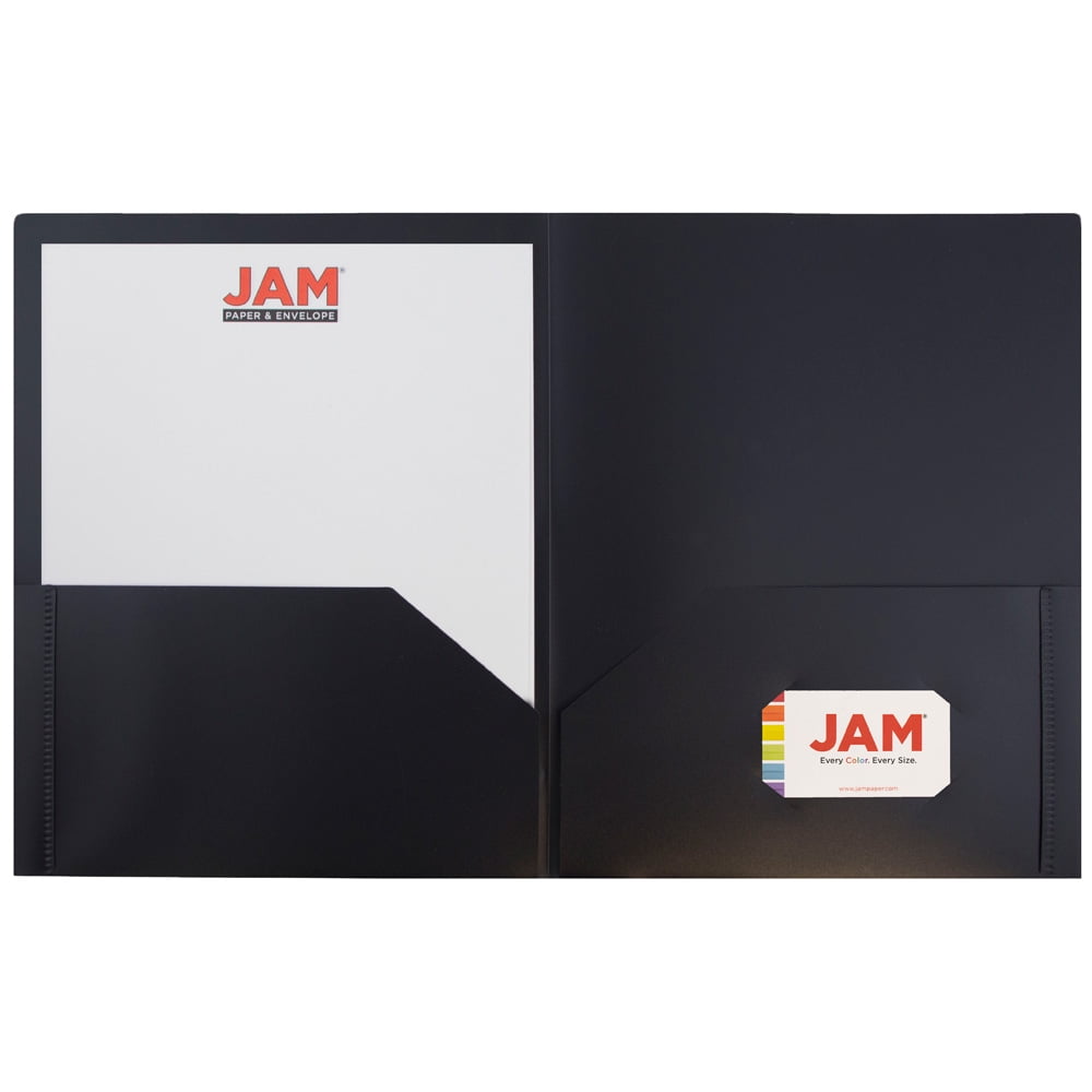 JAM Paper Plastic 2 Pocket School POP Folders, Black, Bulk 96/Pack - Image 5