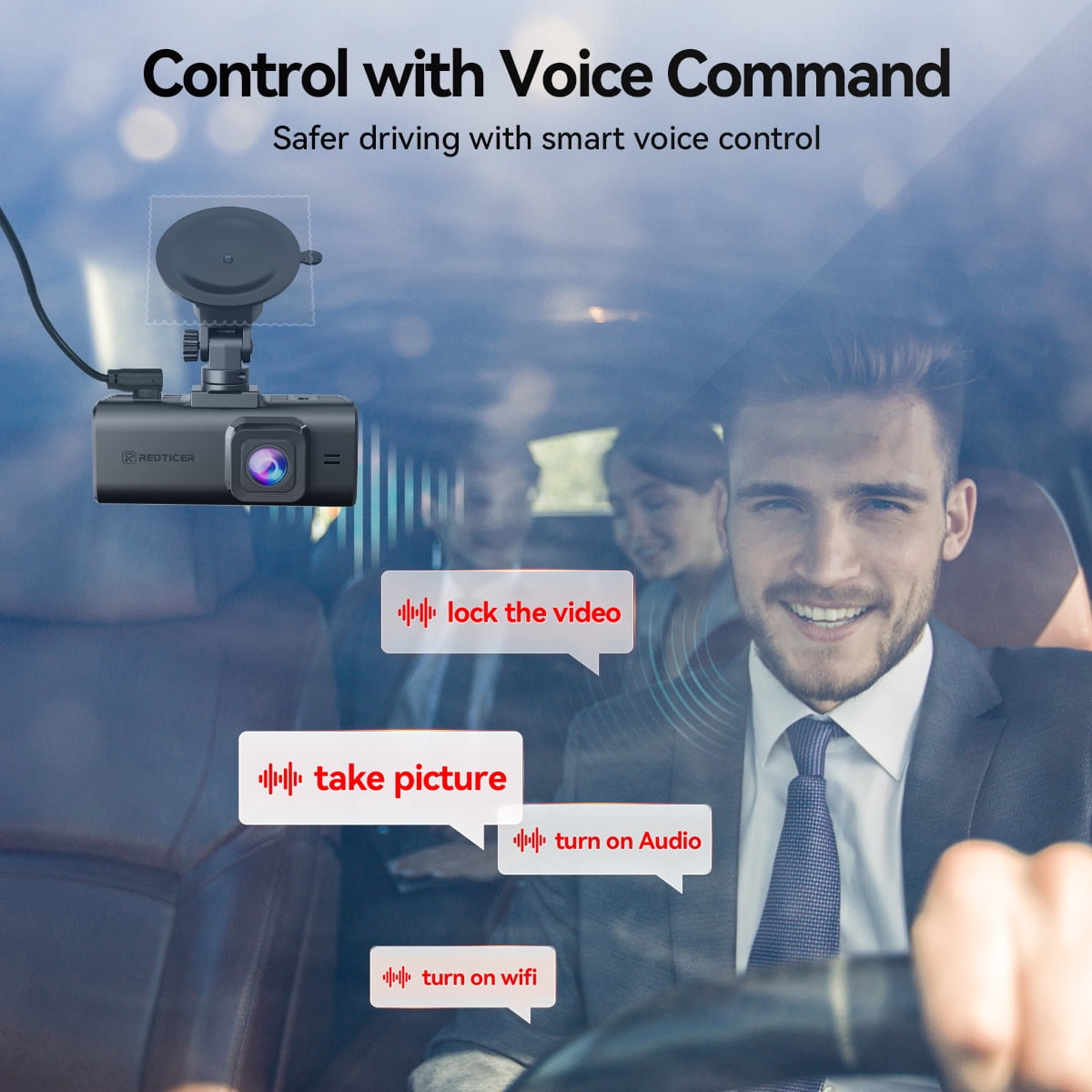 REDTIGER Touch Screen Dash Cam Front and Rear, 4K Dash Camera with STARVIS 2 Sensor, Free 128GB Card, Car Camera with Wifi GPS, Voice Control, WDR,5.8GHz WiFi, 24H Parking Mode, Night Vision - Image 4