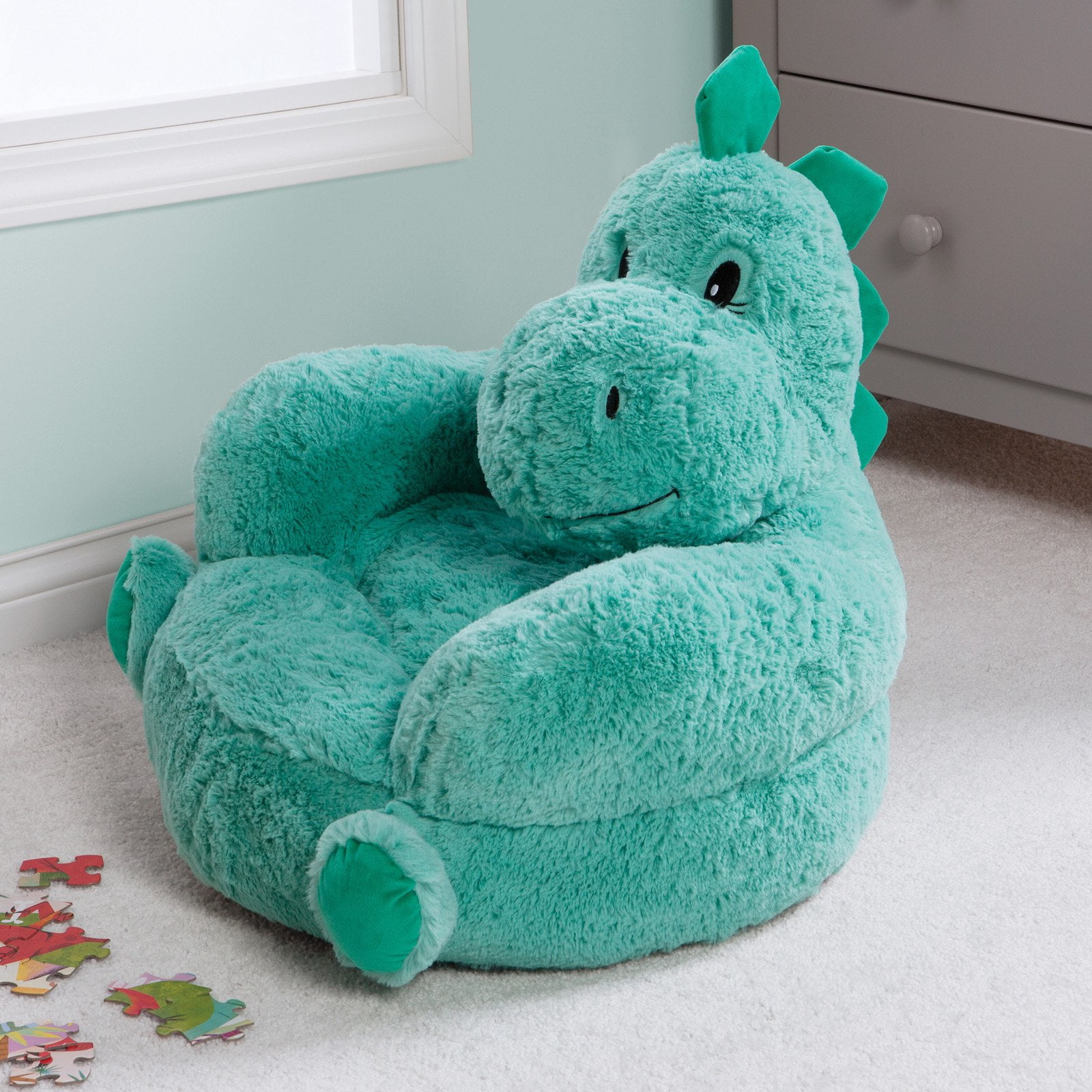 Trend Lab Toddler Plush Teal and Green Dinosaur Character Chair - Image 5