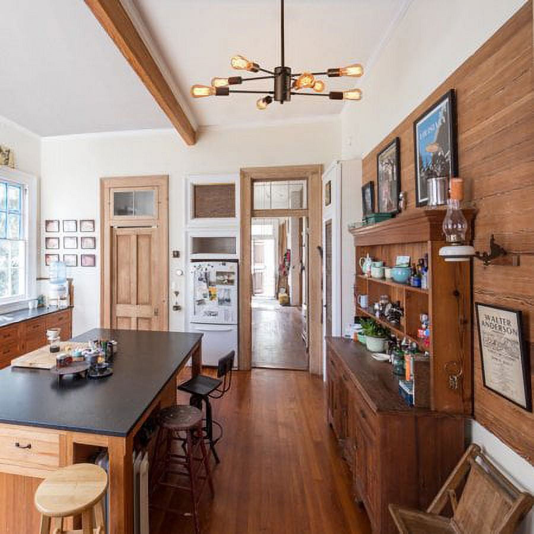 YANSUN 8 Lights Sputnik Chandeliers Black Mid Century Modern Pendant Light Industrial Vintage Ceiling Lights for Living Room Dining Room Bedroom Foyer - Image 4