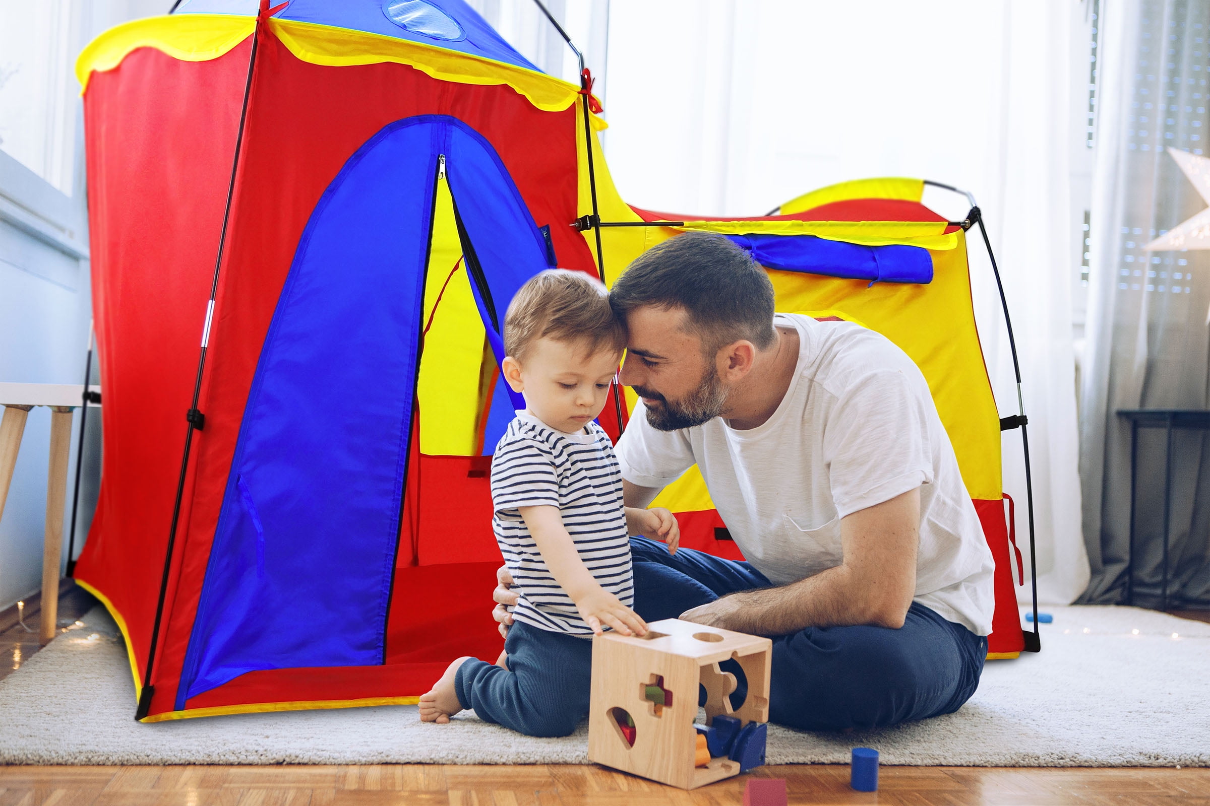 GigaTent 2 Doors 2 Windows 2 Skylights Knights Tower Polyester Play Tent, Multi-color - Image 3