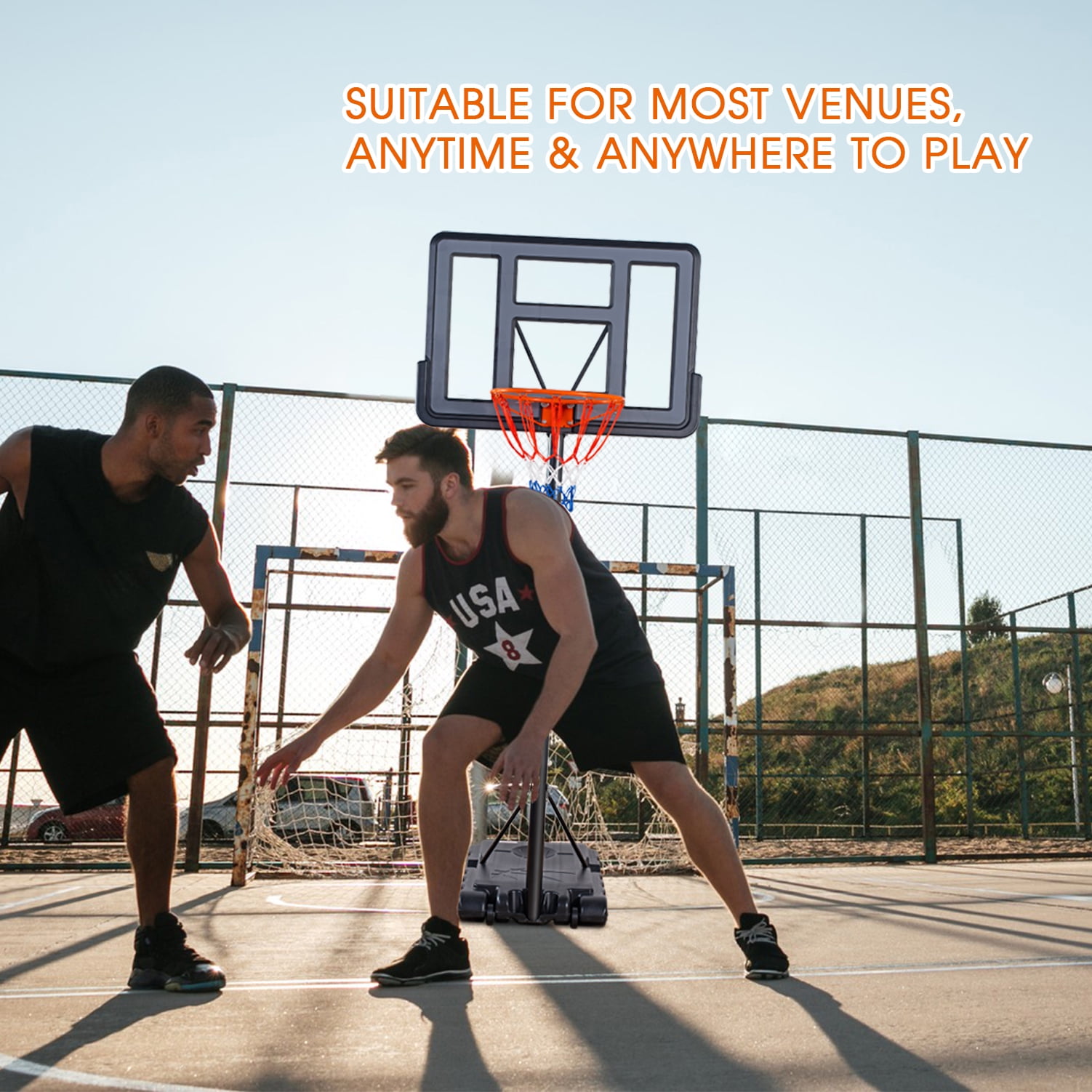 4.8ft-10ft Adjustable Height 44" Shatterproof Outdoor Portable Basketball System (Adult) - Image 5
