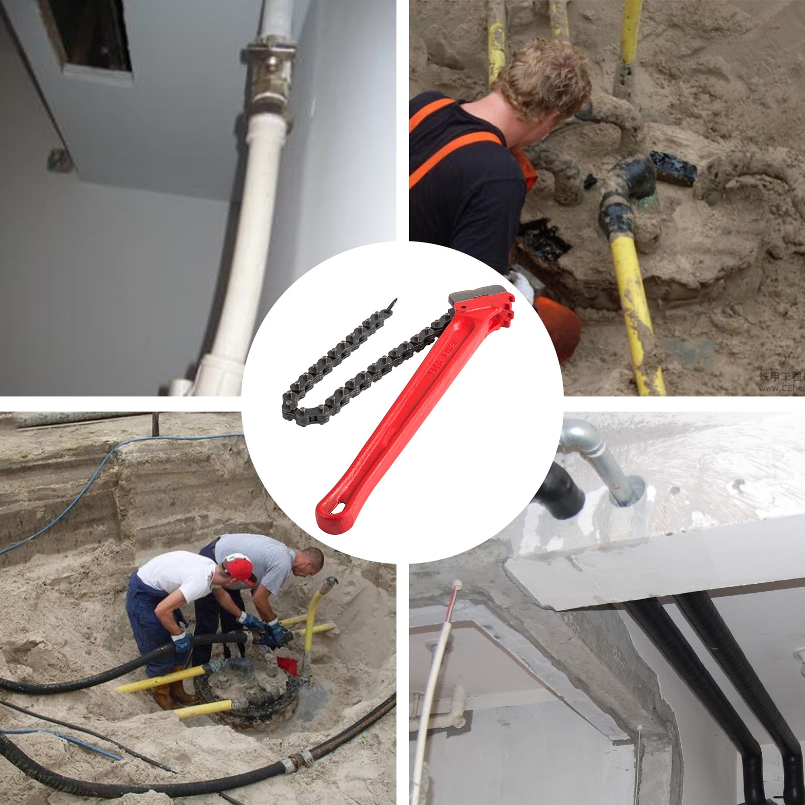 VEVOR Chain Wrench Pipe 36inch,Heavy Duty Oil Filter Chain Wrench Capacity 4-1/2 to 7-1/2inch ,Chain Wrench 30inch (760 mm) Chain Length Plumbing Pipe Tool - Image 5