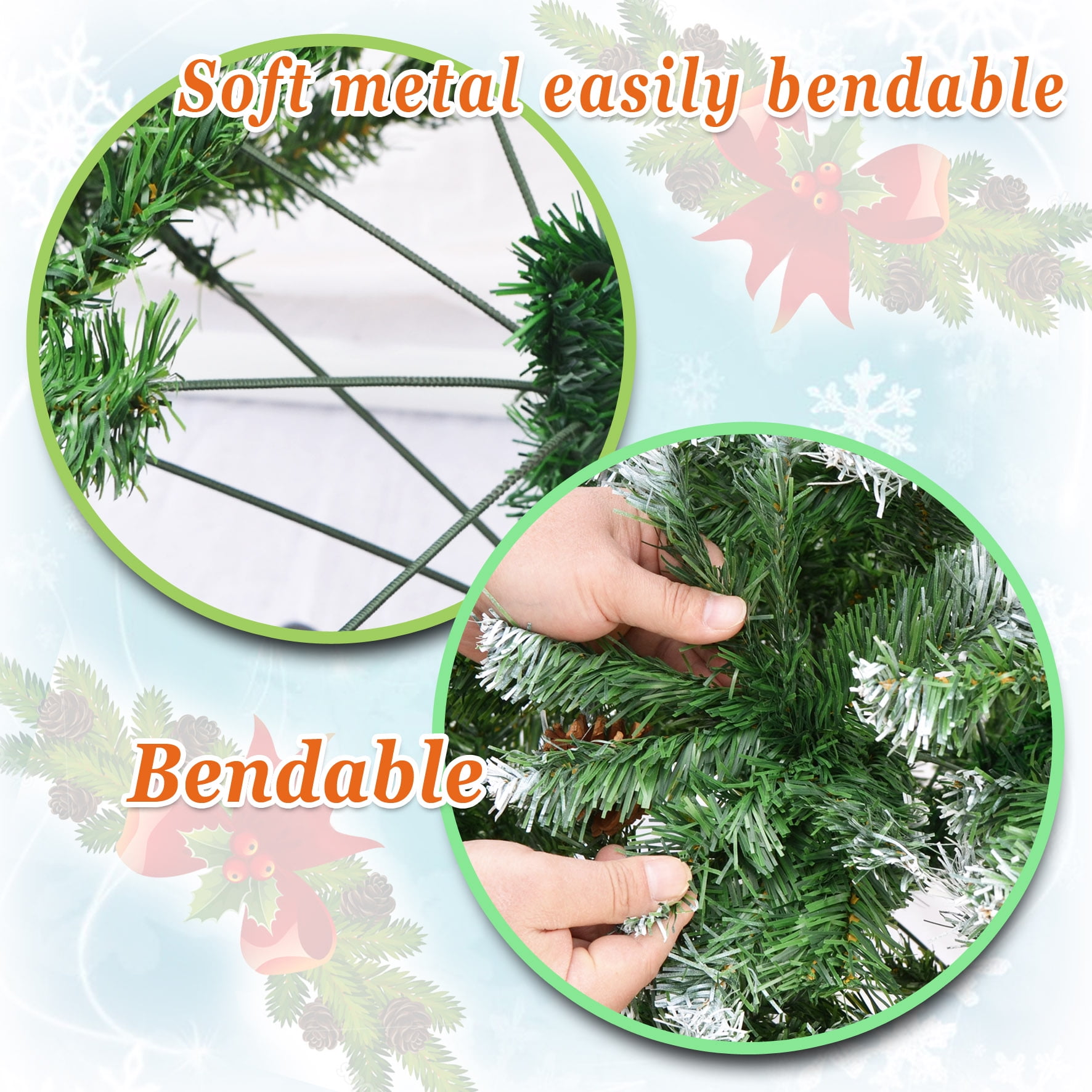 Sunny Snow Tipped Christmas Tree with Pine Cones and Steel Stand -Unlit (7' with 1003 Tips and 39 pinecones) - Image 7