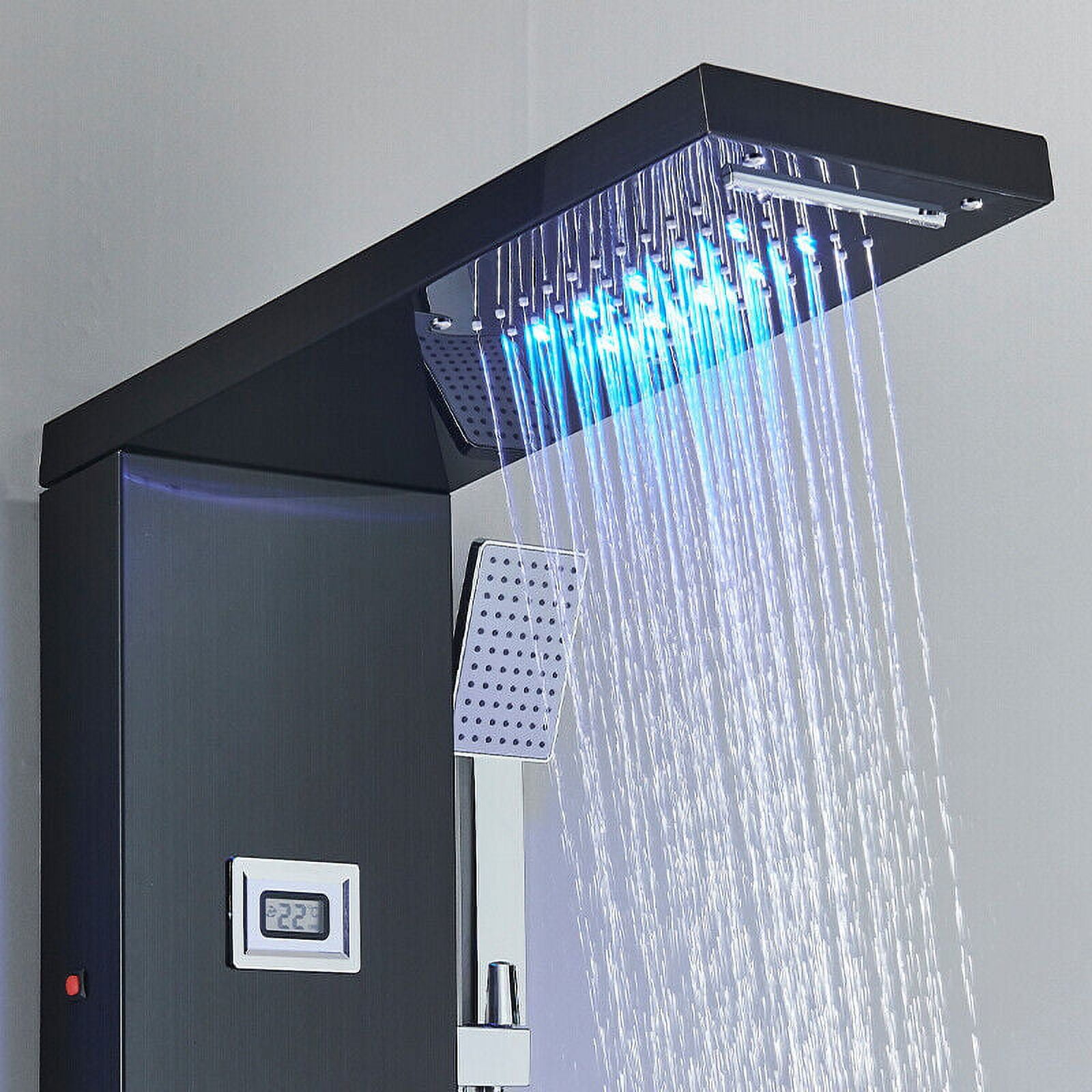 Zovajonia LED Shower Panel Tower System, Multi-Functions Shower Tower, Waterfall Showerhead, Shower Jets, Stainless Steel Rain Shower System Oil Rubbed Bronze - Image 21