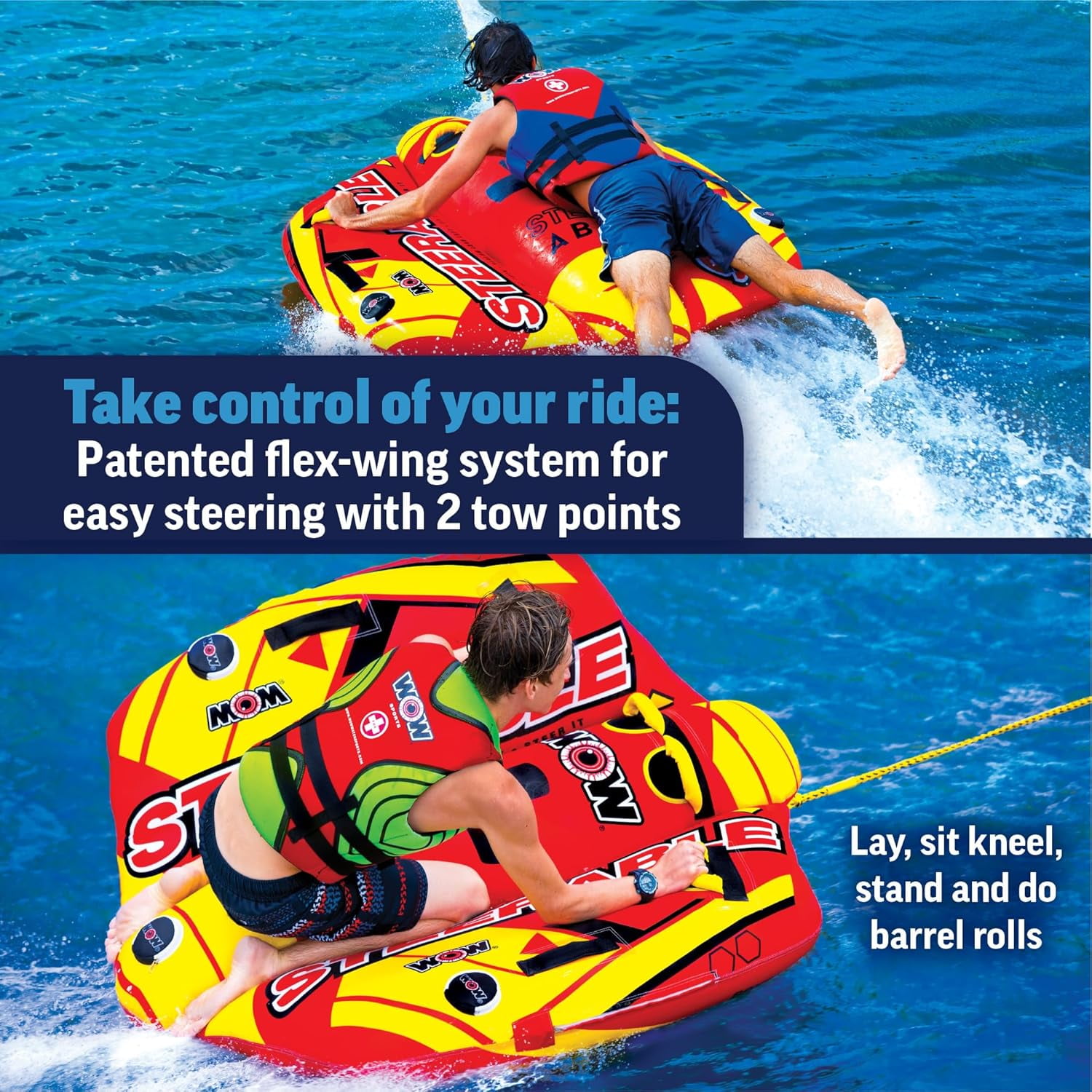 WOW Sports Towable Steer Slalom 1-2 Person Waterskiing Towables - Image 4