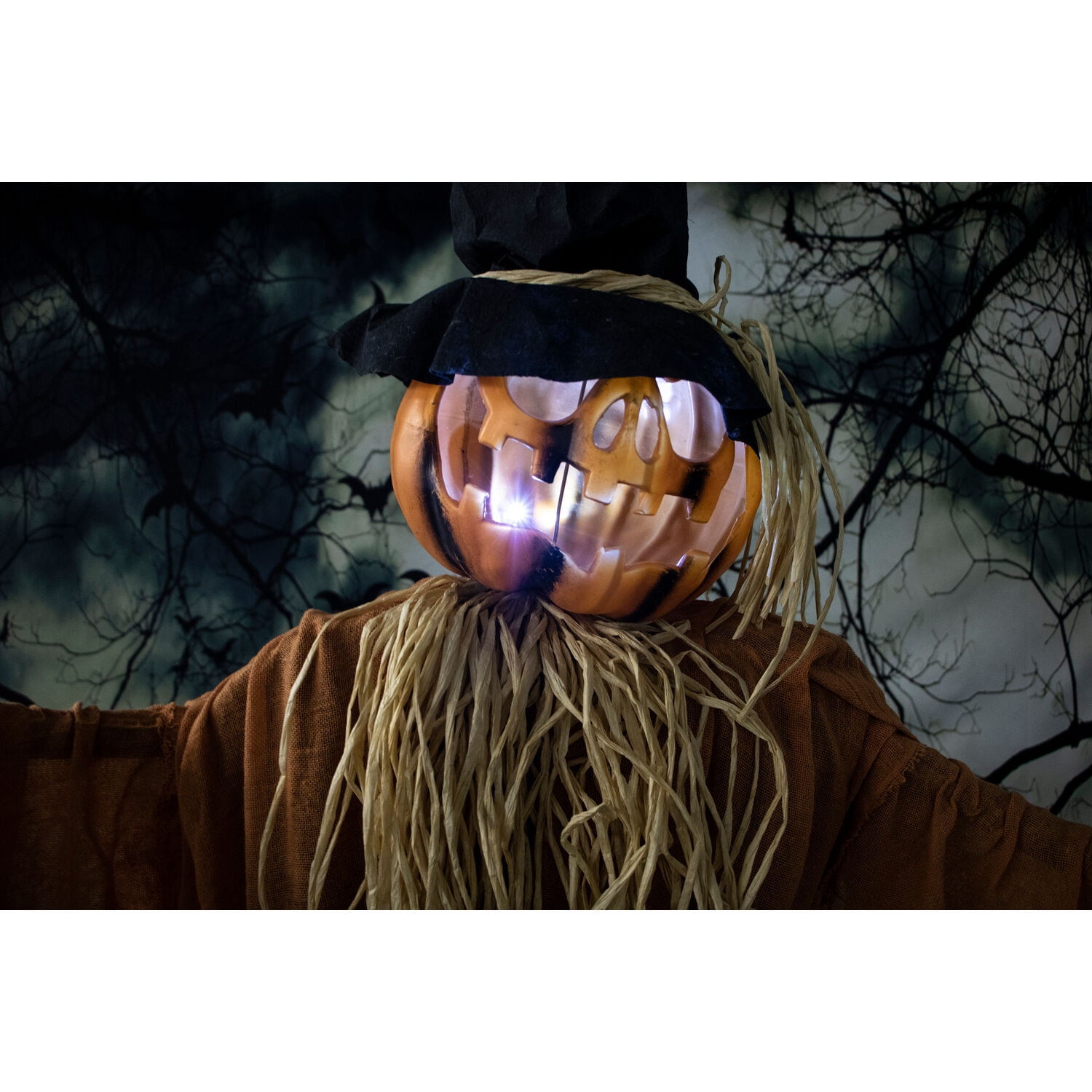 Haunted Hill Farm 6 ft Animatronic Pumpkin Scarecrow Indoor/Covered Outdoor Halloween Decoration, HHPUM-1FLSA - Image 6