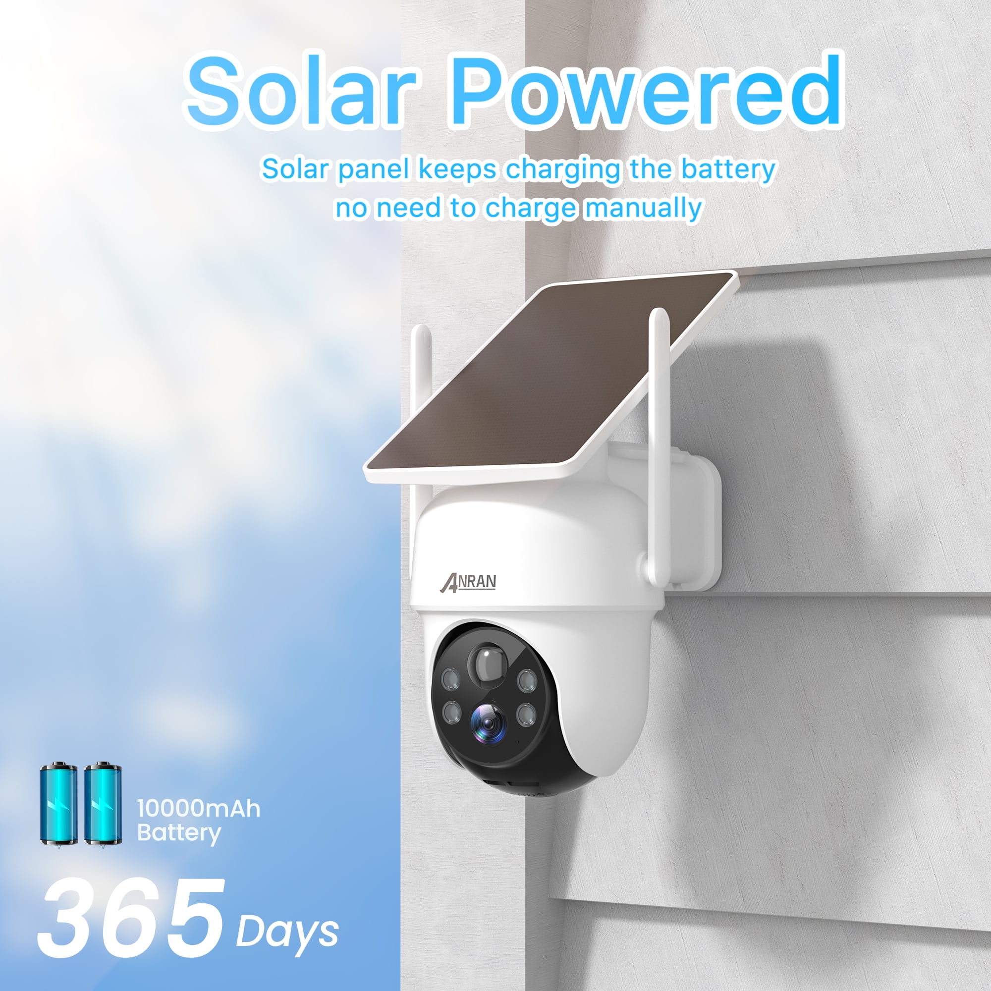 ANRAN 2K/4MP Solar Security Camera with Base Station, Spotlight, Expandable Local Storage, No Monthly Fee, 360° View Wireless Outdoor Camera, Waterproof PIR Detection, Home Surveillance System Camera - Image 7