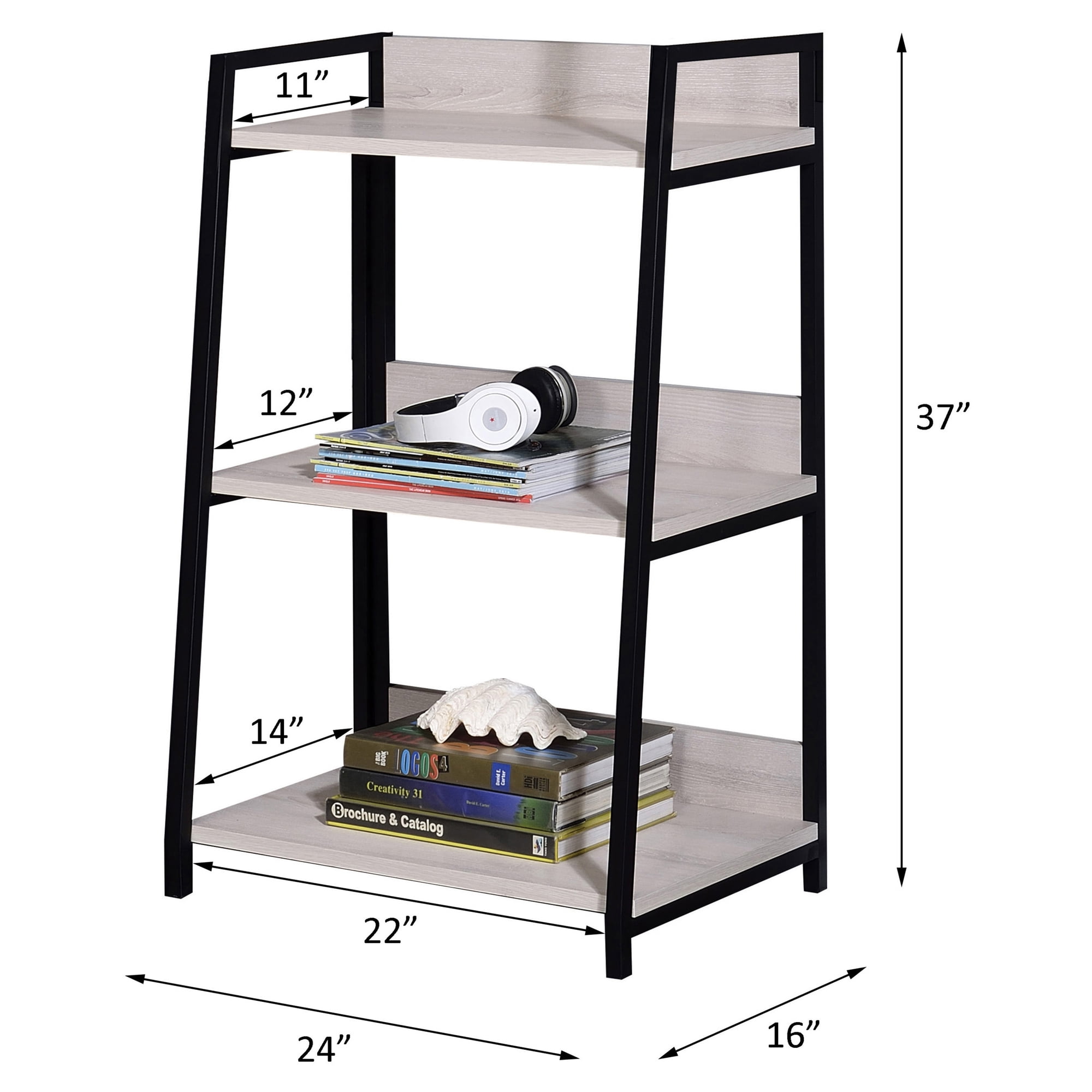 ACME Wendral 3-Tier Bookshelf in Natural and Black - Image 3