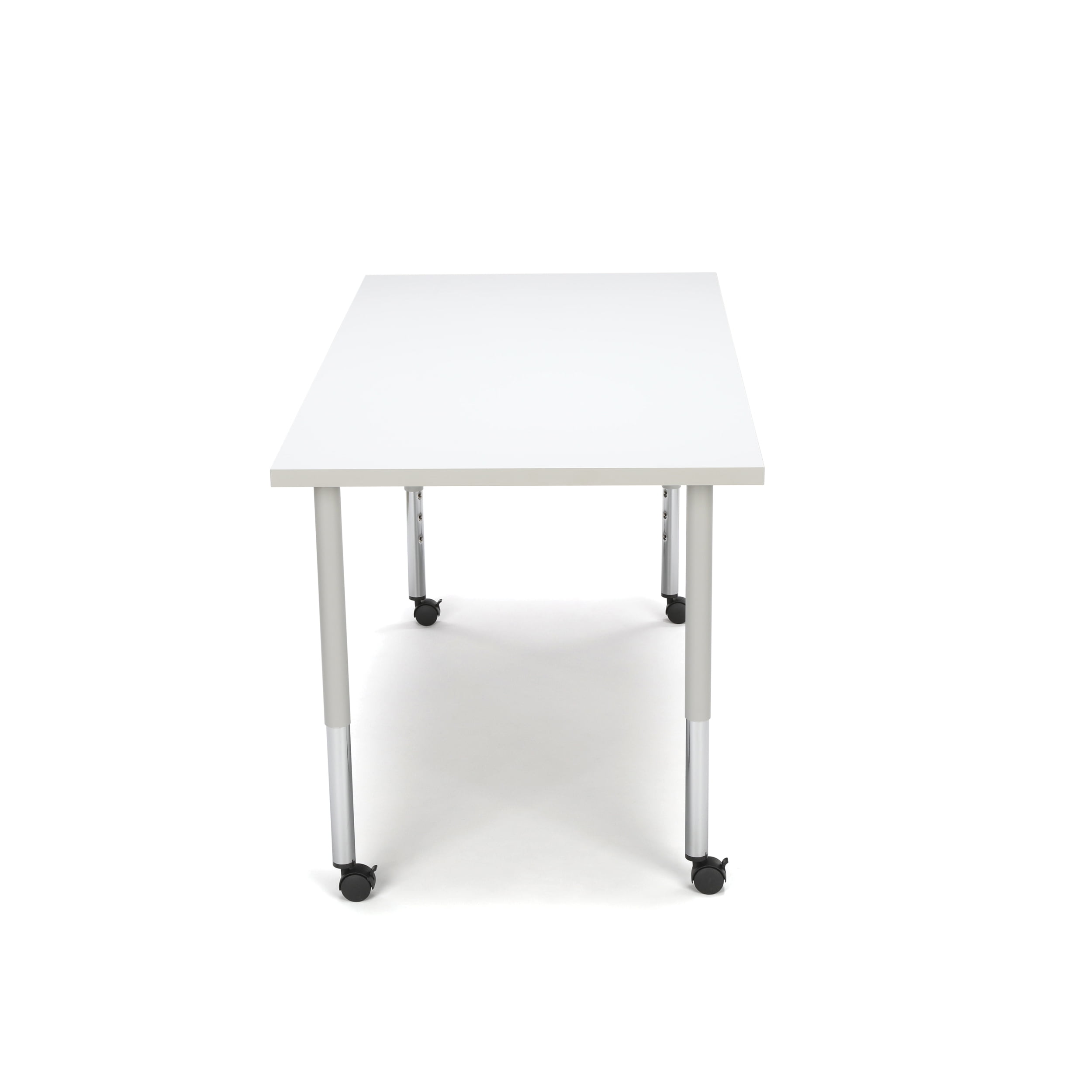 OFM Adapt Series Rectangle Student Table - 25-33″ Height Adjustable Desk with Casters, White (RECT-LLC) - Image 5