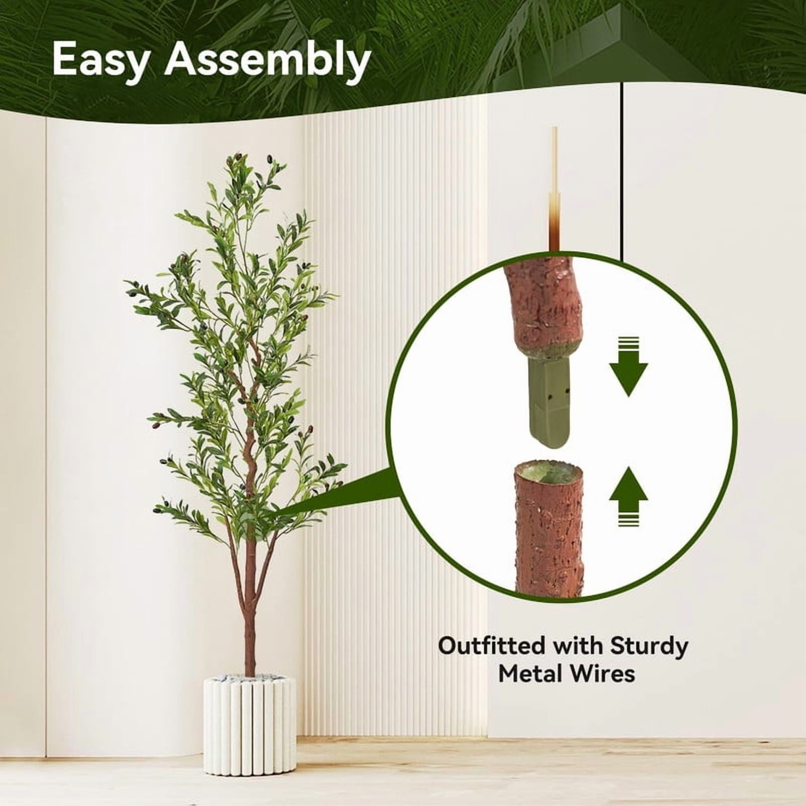 Hawsaiy 6FT Artificial Olive Tree with Natural Wood Trunk, Realistic Leaves & Fruits for Modern Home Office Living Room Decor - Image 6