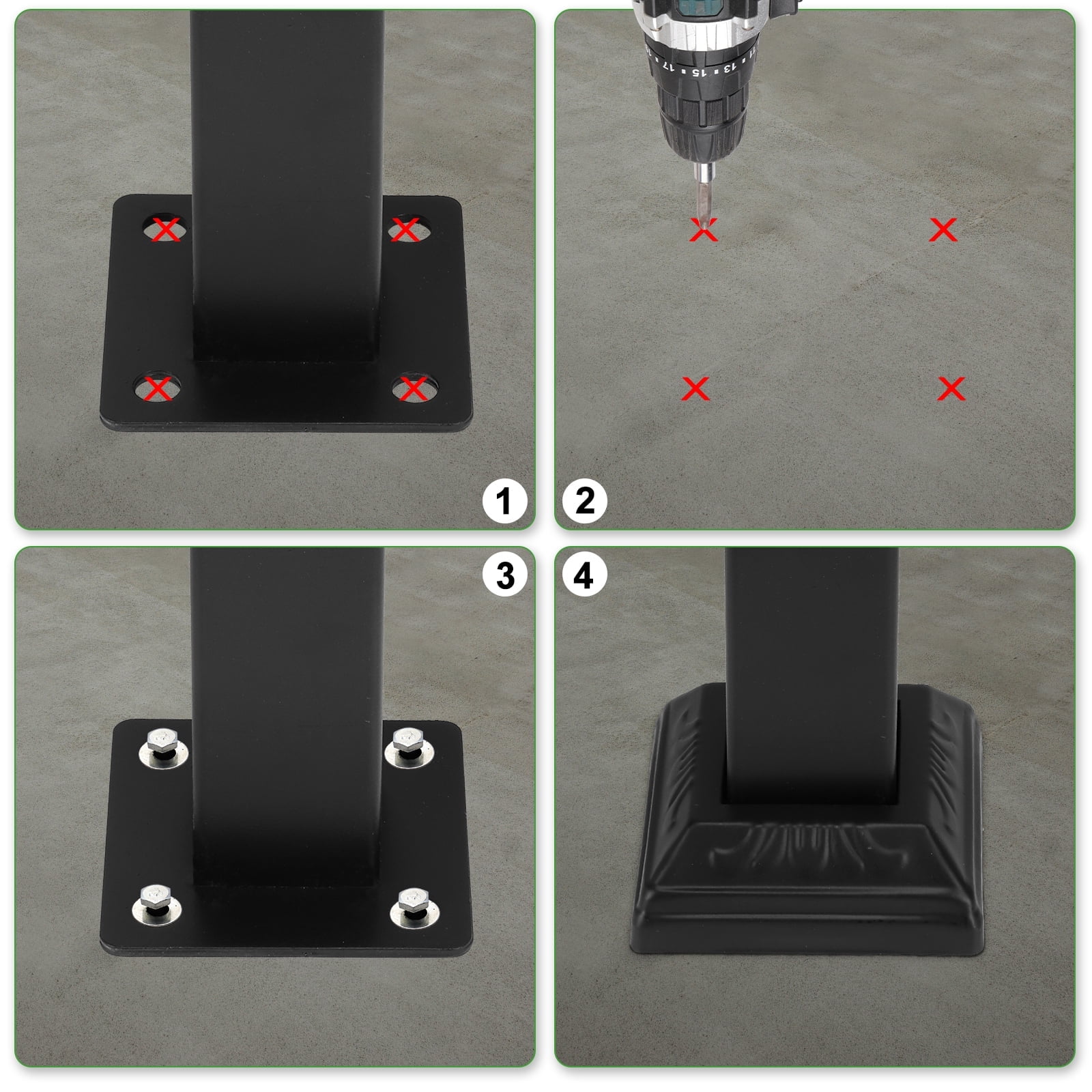 Zimtown Handrail for Stairs Fits 2 or 3 Steps Outdoor Stair Railing Picket Black Wrought Iron Handrail - Image 5