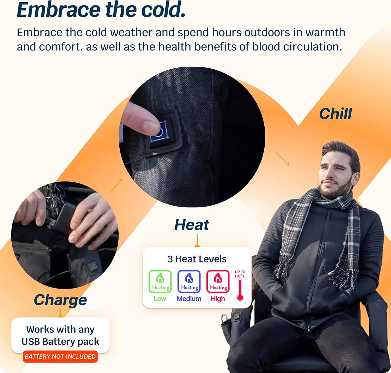 Alpcour X-Wide Heated Reclining Stadium Seat - Extra Thick Waterproof Chair with Wide Back Support - Black - Image 8