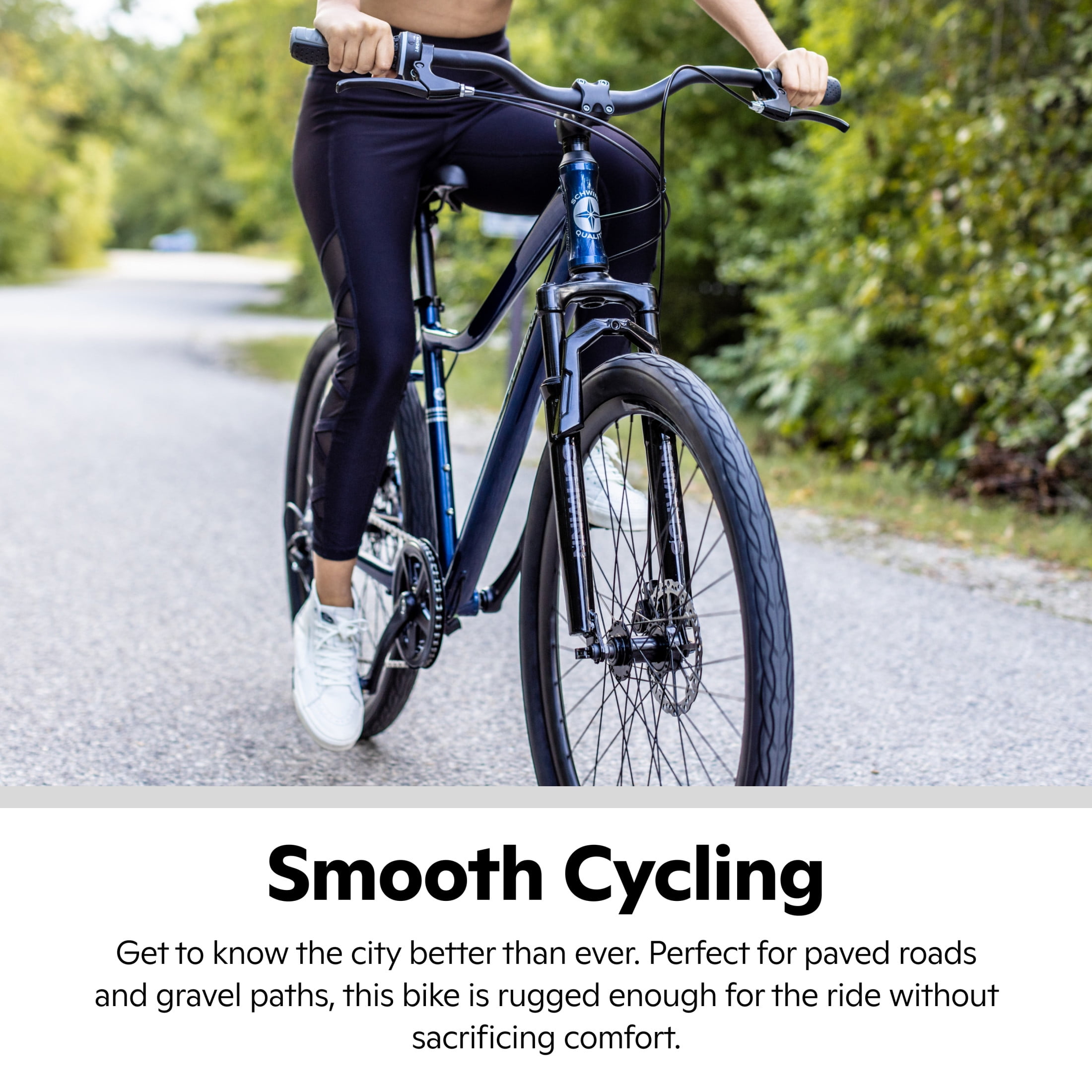 Schwinn Junction Hybrid Bike, 27.5-in. Wheels, 7 Speed Adult Bicycle, Navy - Image 3