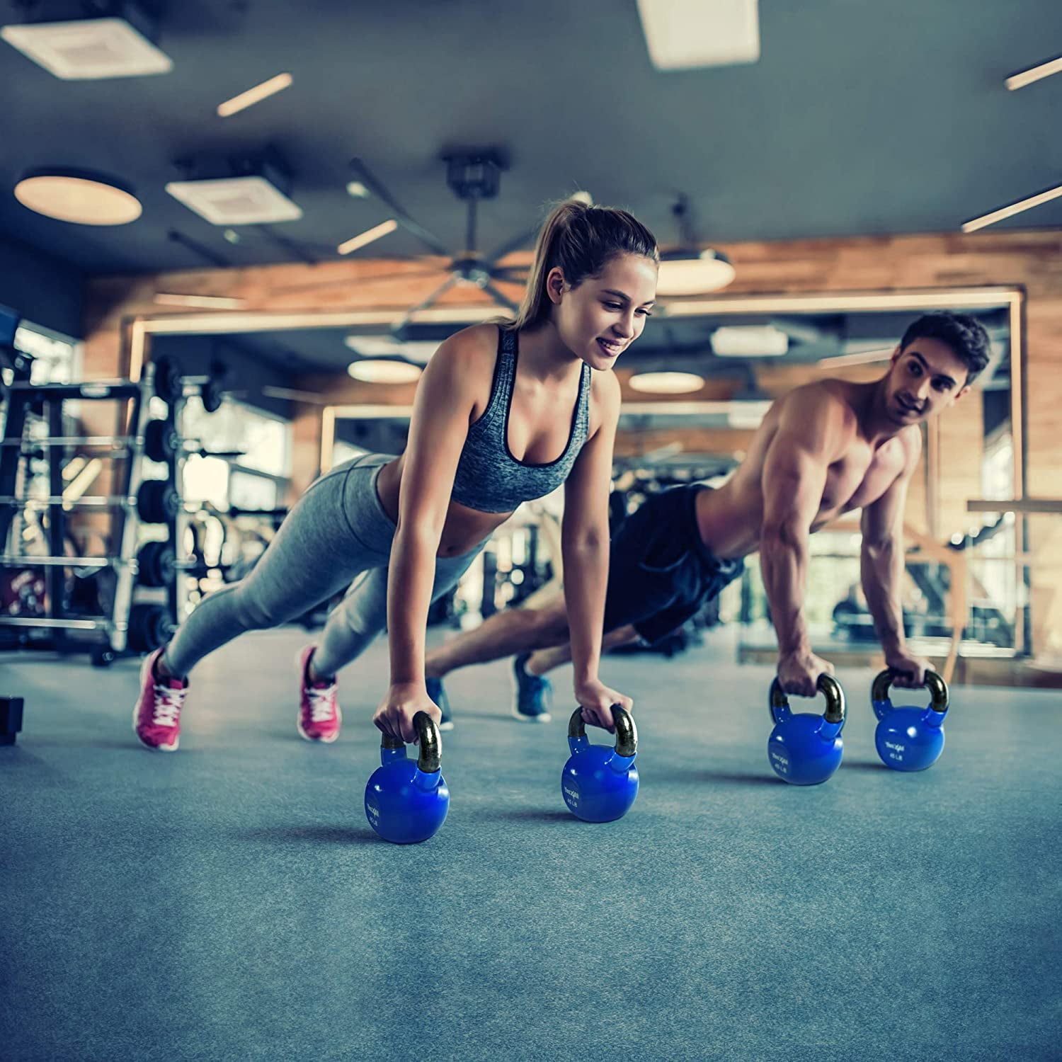 Yes4All 50lb Vinyl Coated / PVC Kettlebell, Blue, Single - Image 3