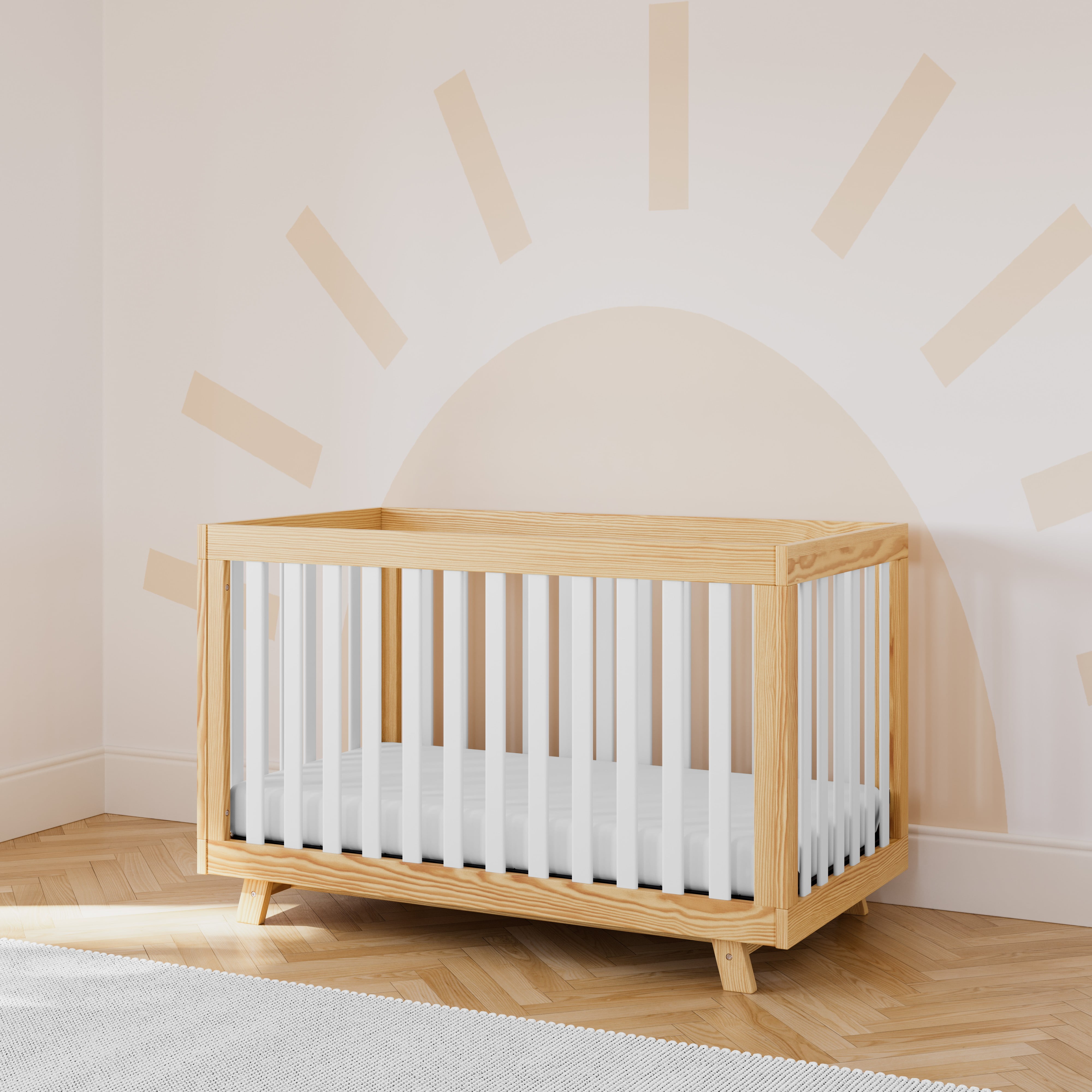 Storkcraft Beckett 3-in-1 Convertible Baby Crib, Natural/White - Image 3