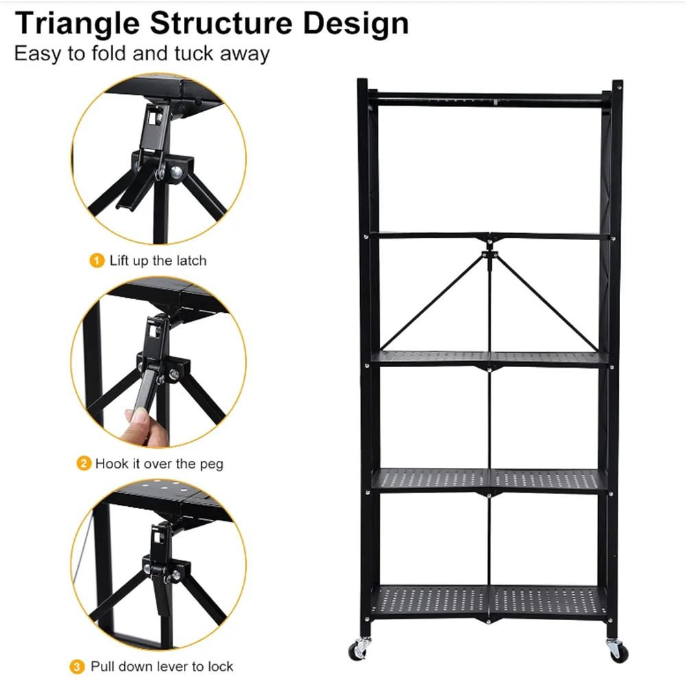 ZOUYUE Foldable Heavy-Duty 5-Tier Storage Shelf Unit, Black - Image 5