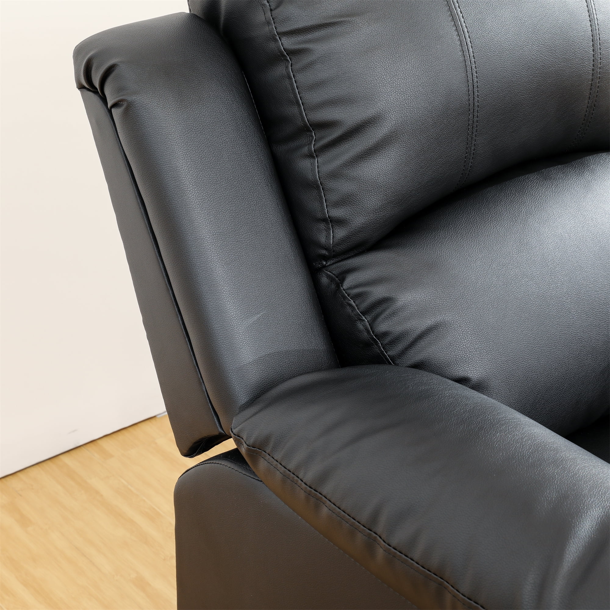 Aukfa Double Manual Recliner Chair, Overstuffed Loveseat with Cupholder for Living Room, Black - Image 9