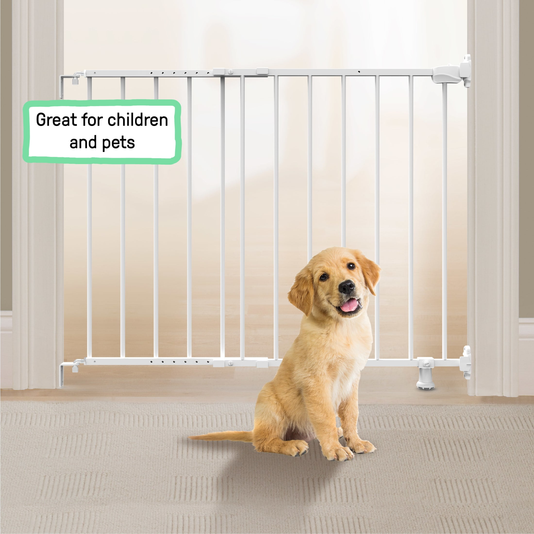 Ingenuity The Stairway 42W Series Safety Pet and Baby Gate, White Metal Finish, Openings from 28"-42" Wide, Ages 6-24 Months - Image 11