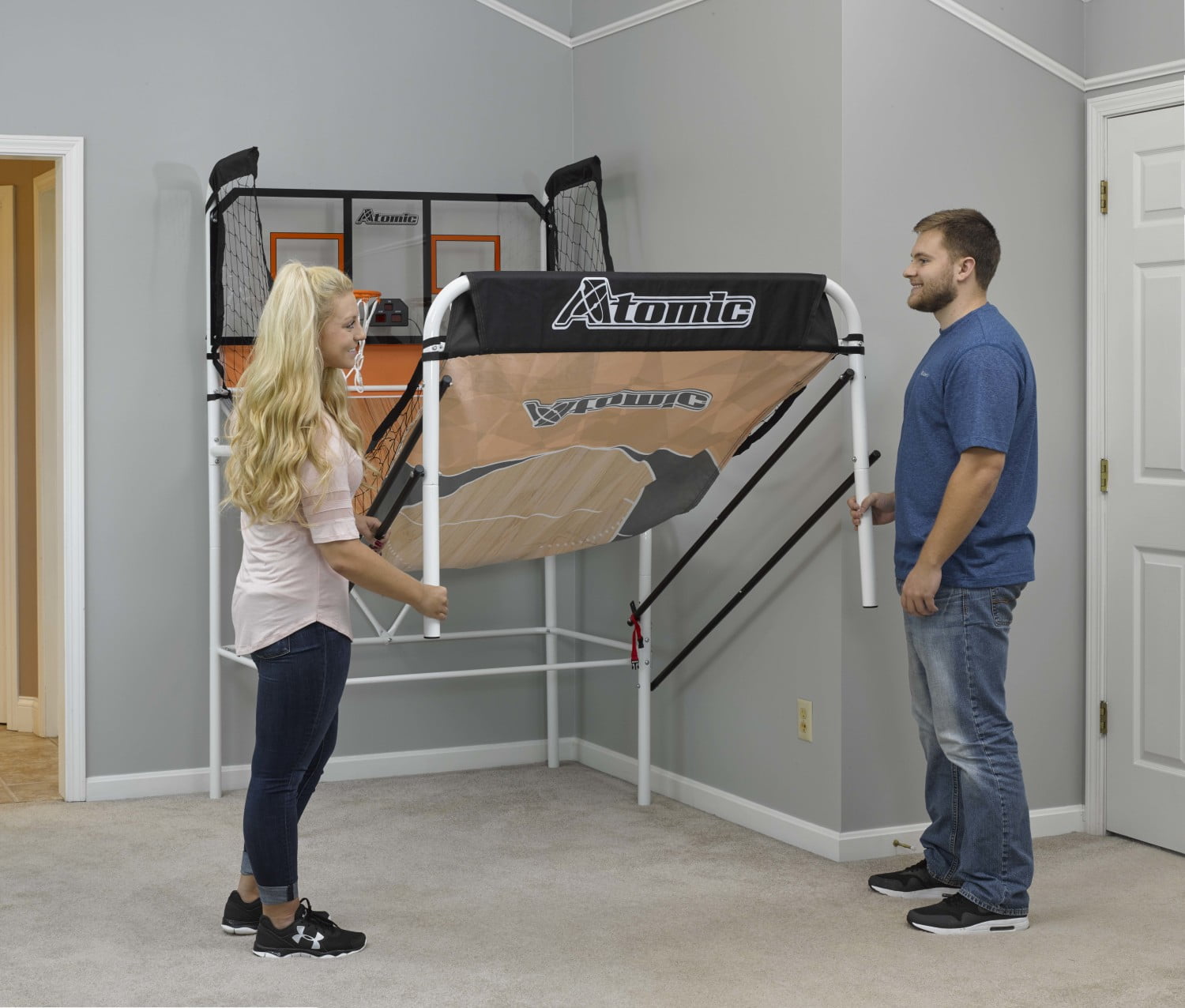 Atomic Slam Dunk Basketball Shootout Includes 4 Miniature Basketballs and Air Pump and Needle - Image 12