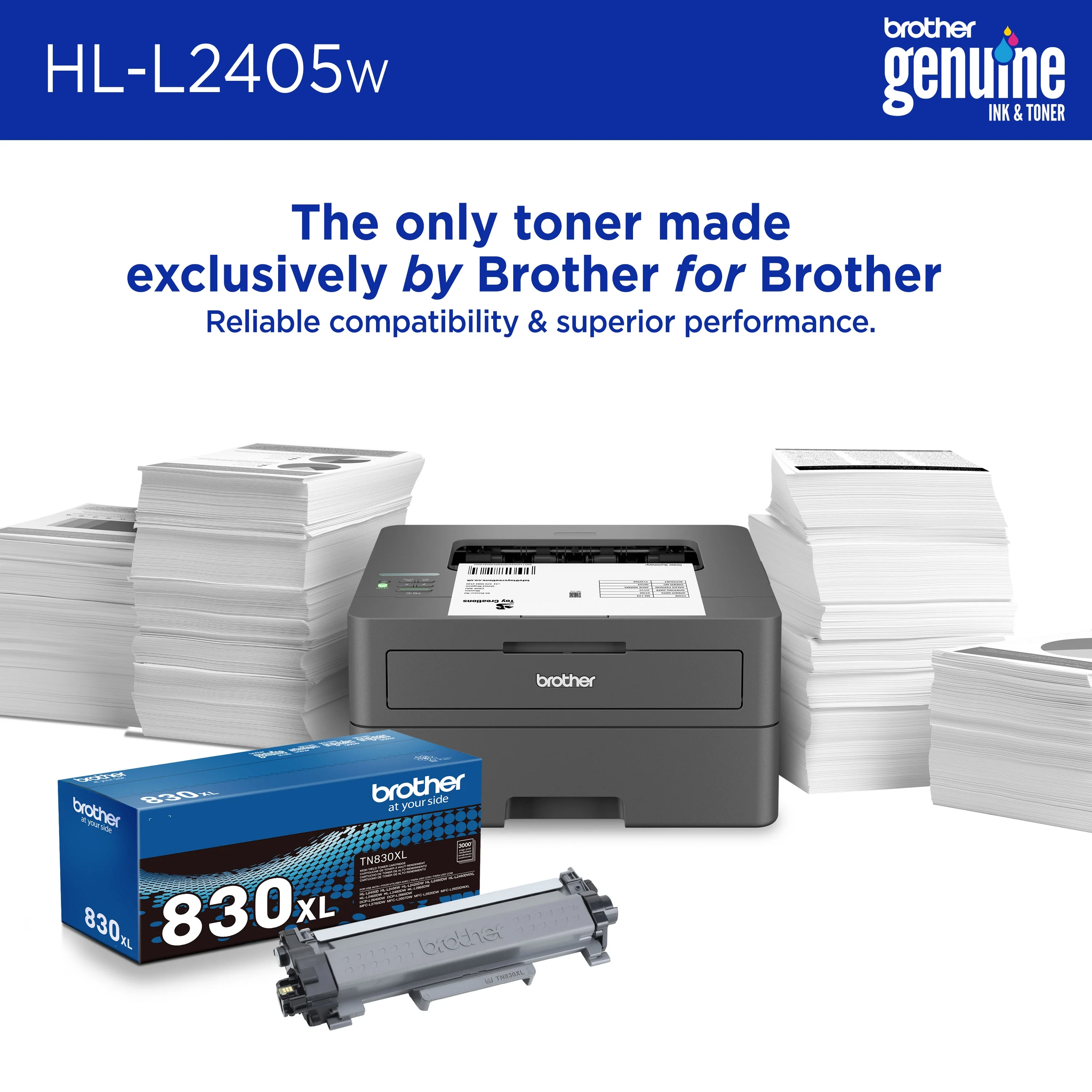 Brother Wireless HL-L2405W Compact Monochrome Laser Printer, Mobile Printing, Refresh Subscription Eligible - Image 4