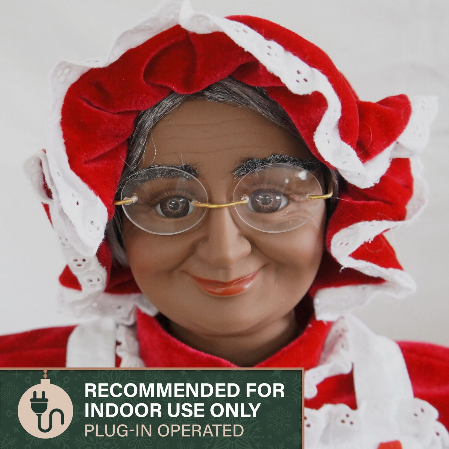 Fraser Hill Farm 3-Ft. African American Mrs. Claus Animatronic with Apron and Gift Sack, FMC036-1RD1-AA - Image 11